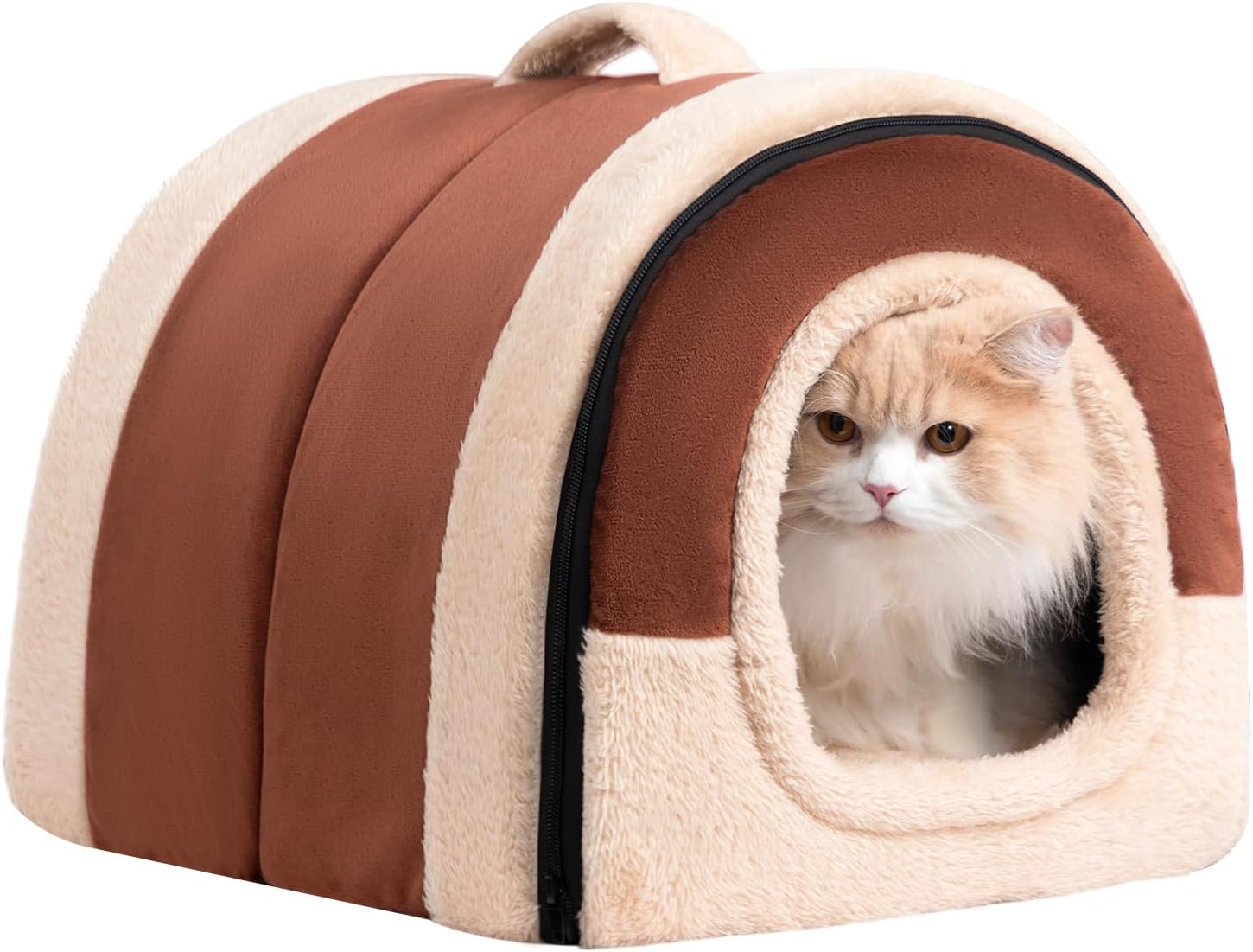 Hollypet Cat Bed Cave for Indoor Cats for Pets up to 20 lbs, Brown