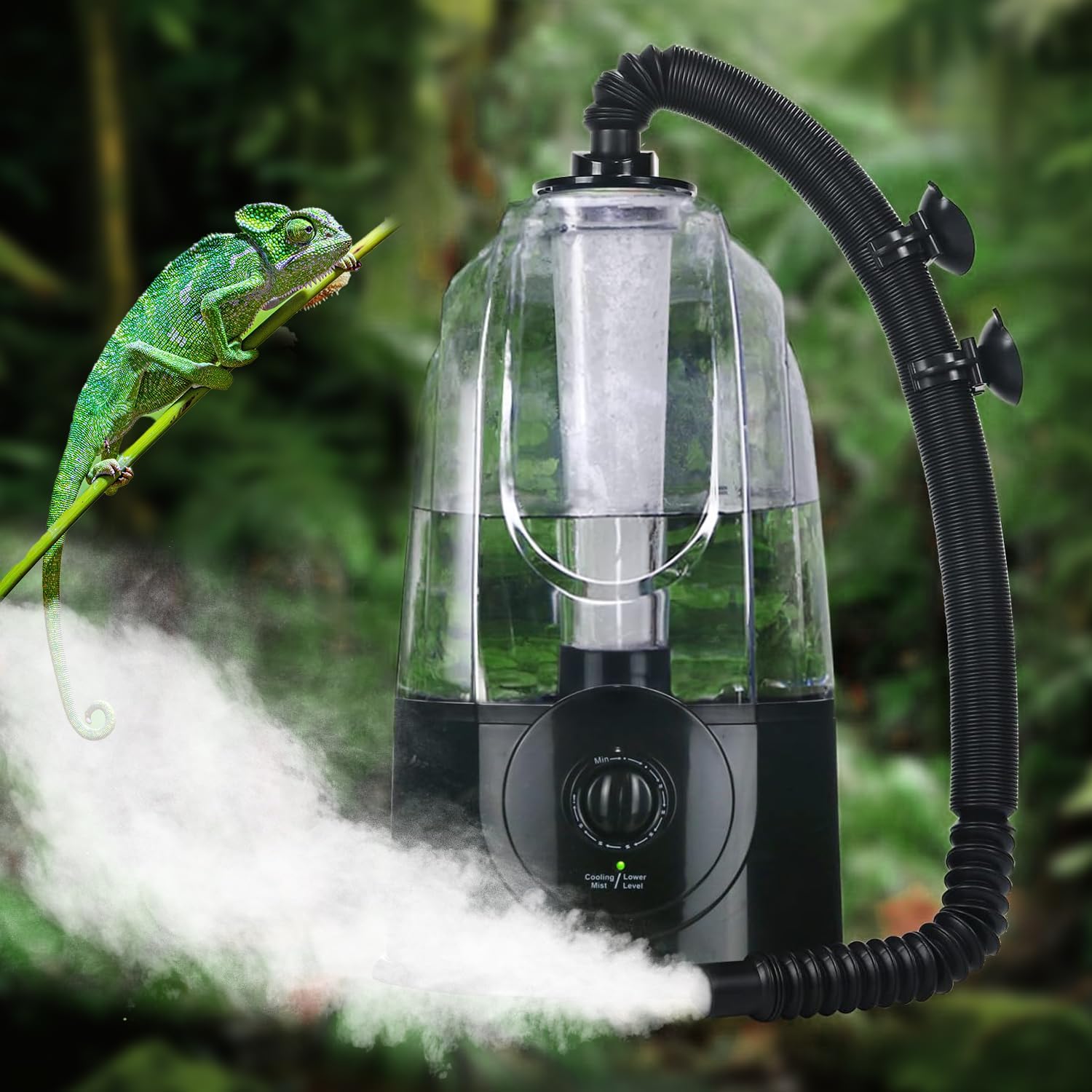 Coospider 3.8L Reptile Fogger Mister, Quiet Reptile Humidifier for Reptiles Tank, Terrarium Humidifiers with Extended Tube, Automatic Reptile Misting System for Reptiles Amphibians Herps Vivarium