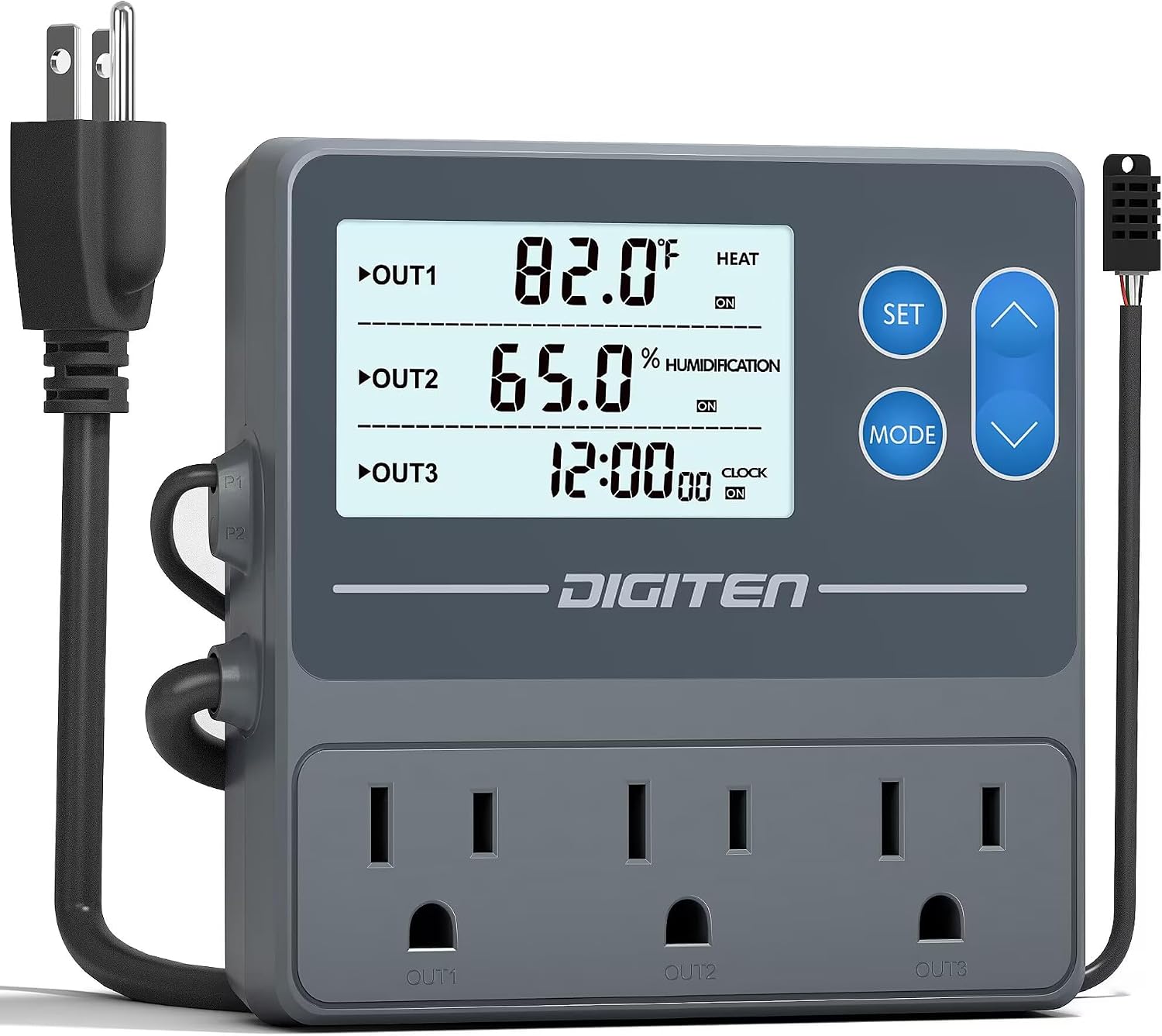 DIGITEN Reptile Temp & Humidity Controller with Timer Outlet
