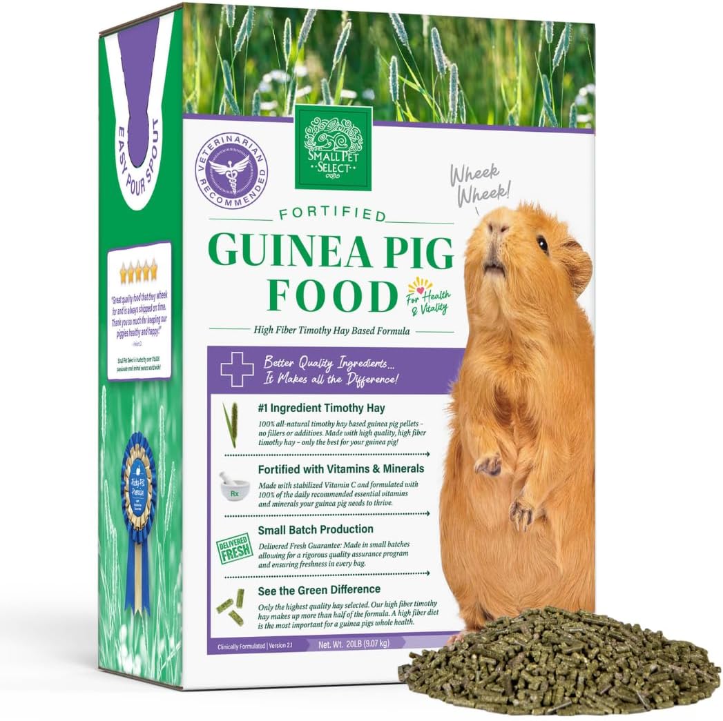 Small Pet Select Guinea Pig Food Pellets, High Fiber Timothy, 20 lb
