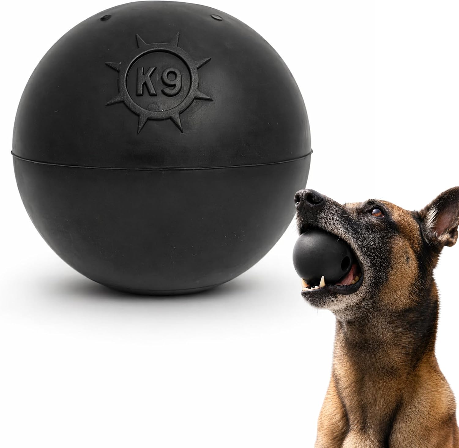 Monster K9 Scout Ball | Virtually Indestructible. Lifetime Guaranteed. | VULCRON™ Natural Rubber | Durable Dog Toy for Aggressive Chewers | Chew & Fetch | Tough, Heavy Duty | Medium & Large Breed, 3″