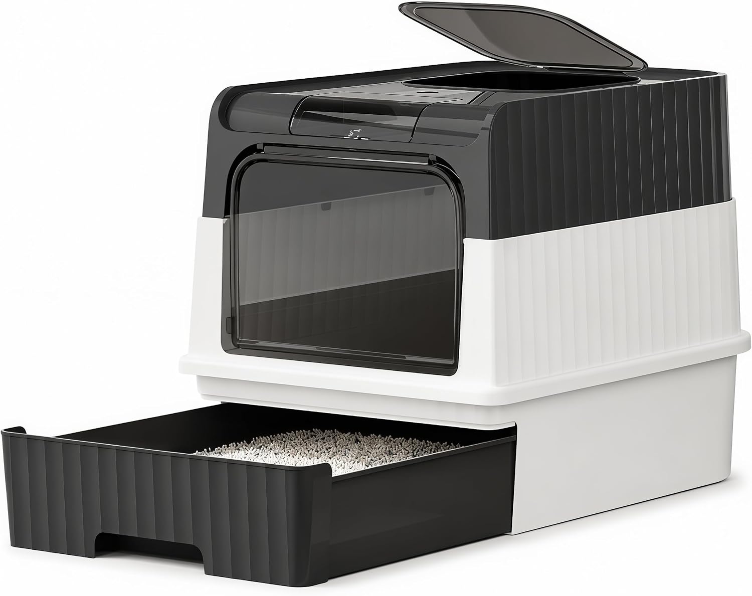 Enclosed Cat Litter Box with Drawer, Enclosed Or Semi-Enclosed, Top Entry, Splash-Proof, Odor-Proof & Leak-Proof, Portable Cat Toilet with Scoop, Small&Medium Cats
