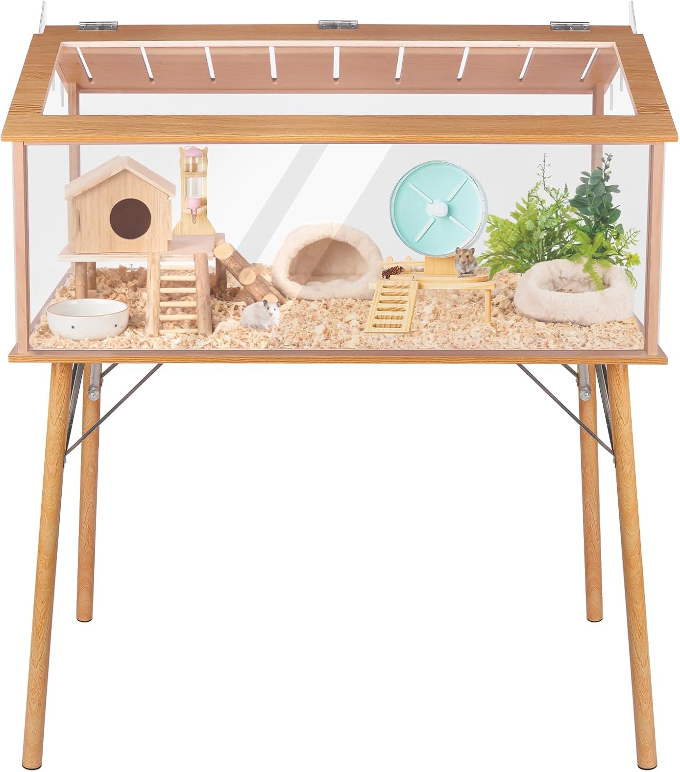 Kalolary Large Wooden Hamster Cage, 40″L x 48″H Hamster House and Habitats