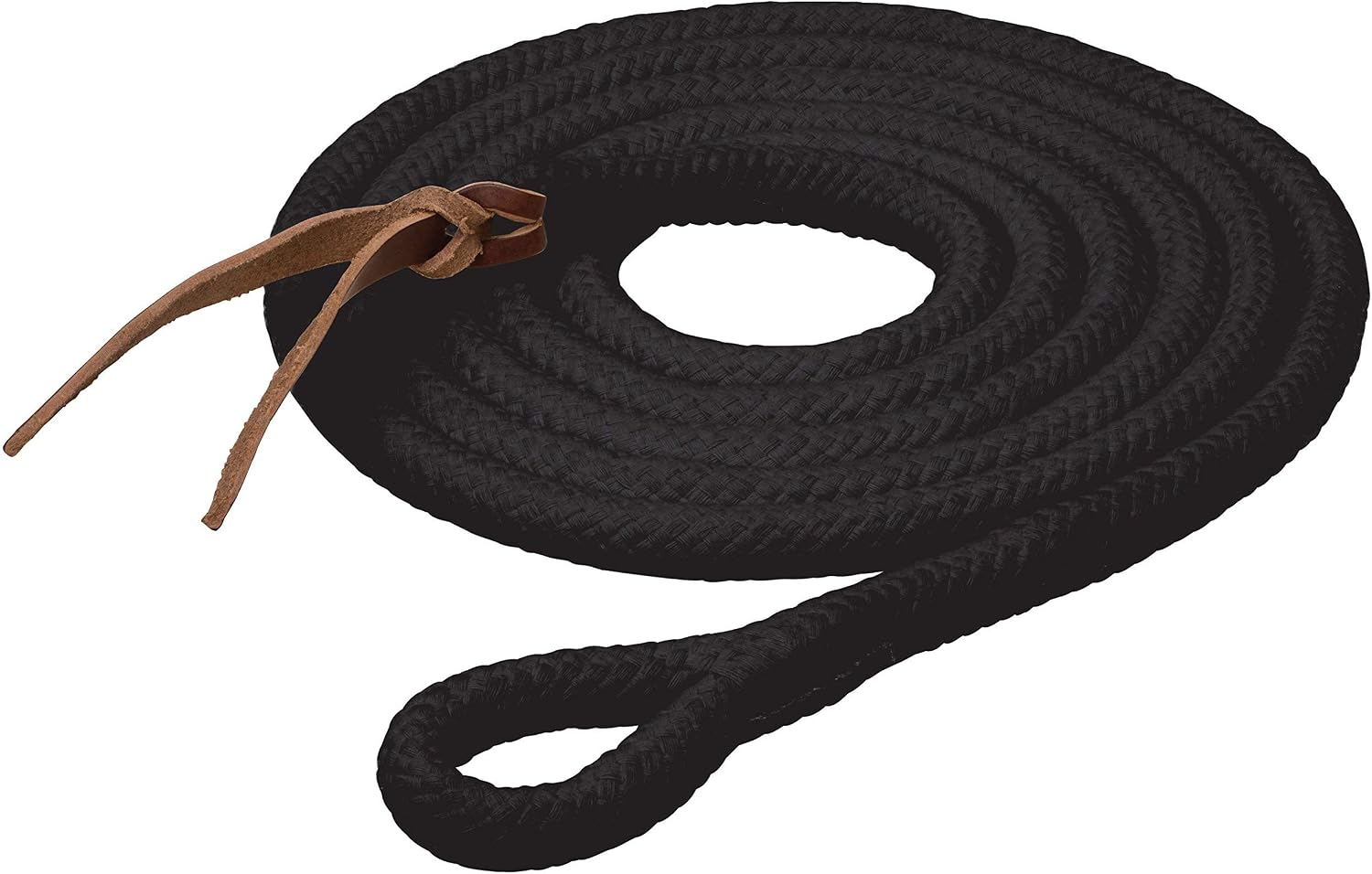 Weaver Equine Pima Cotton Lead Rope, Black, 10′ Horse Lead Rope with Leather Popper, Soft Comfort Grip, Barn Horse Tack for Daily Use