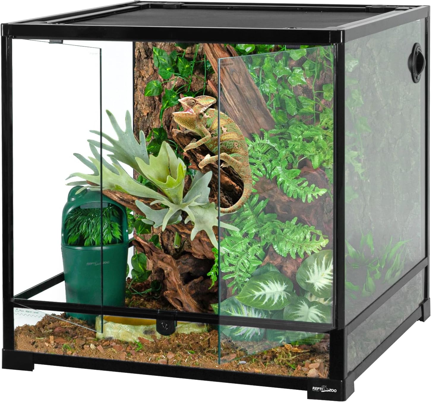 REPTIZOO 60 Gallon Glass Reptile Tank, 24″ x 24″ x 24″ Large Reptile Terrarium Front Opening Terrarium with Double Hinge Door and Top Screen Ventilation, Easy Assembly Enclosure Tank