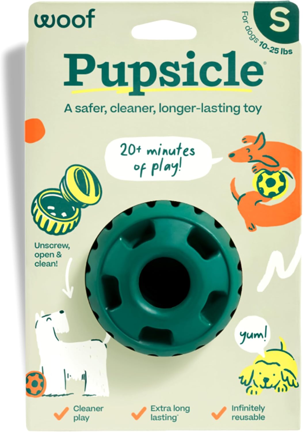 WOOF Pupsicle Interactive Dog Ball Toy for Dogs Small 10-25 lbs – Green