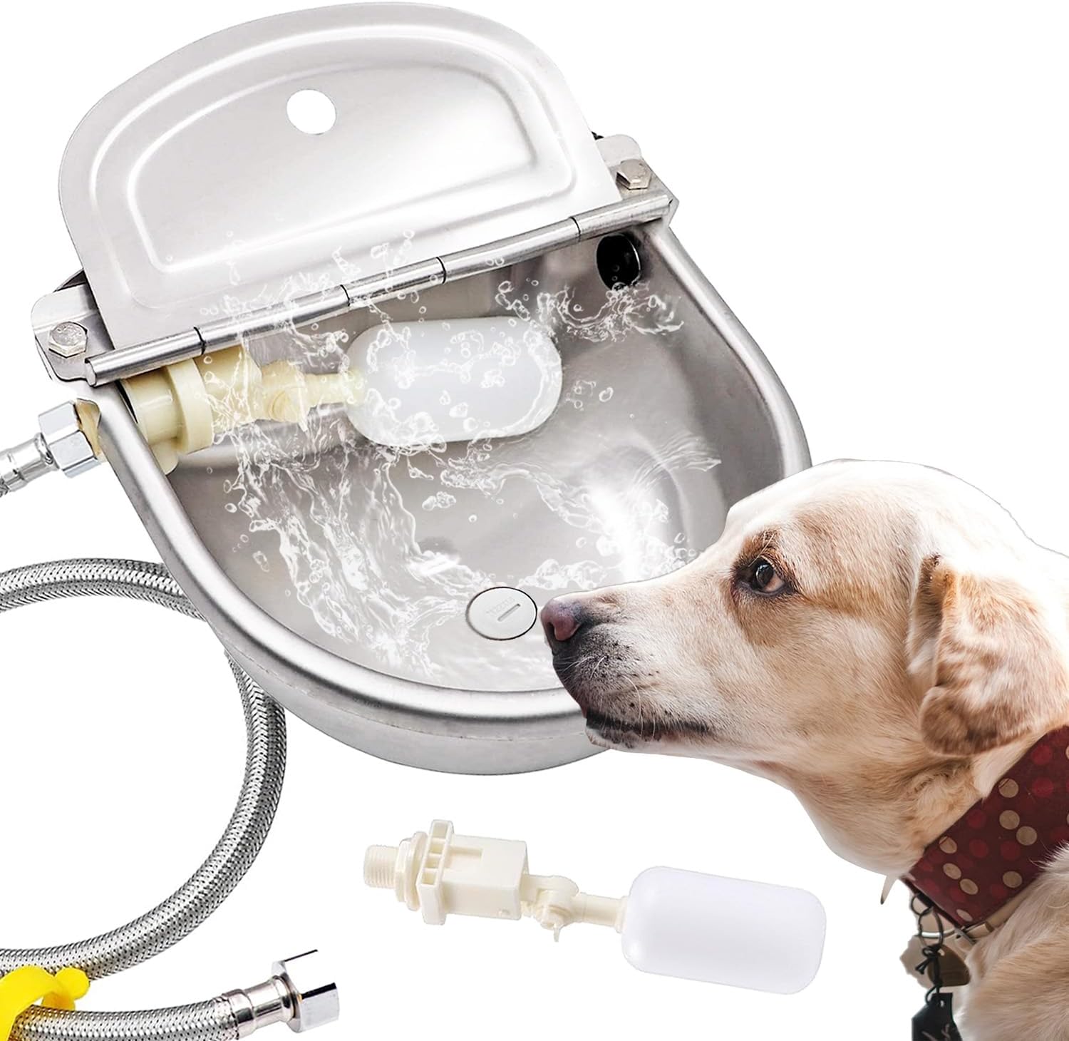 Automatic Dog Water Bowl Dispenser Large Size Pet Waterer Feeder Stainless-Steel Water Trough for Poultry and Small Livestock