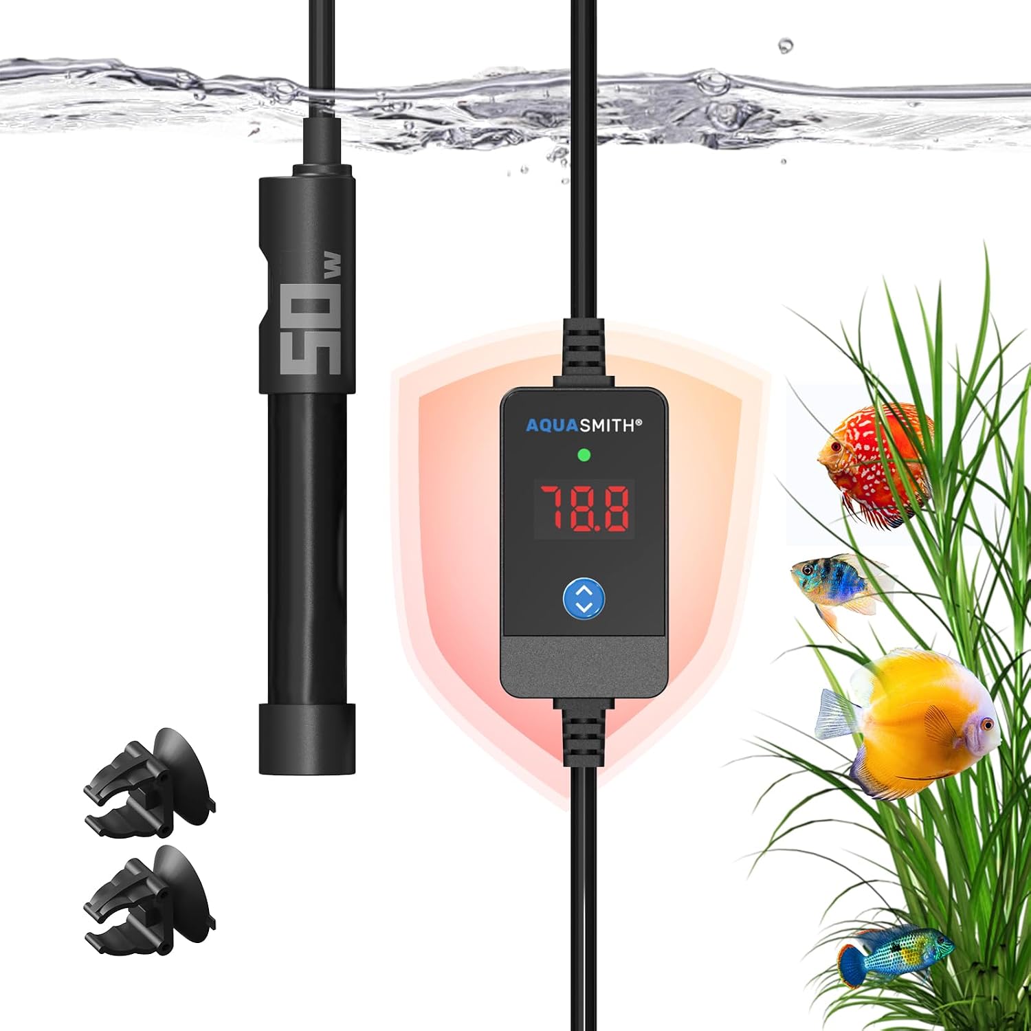 AQUASMITH 50W Aquarium Heater for 0-4 Gallon Tanks