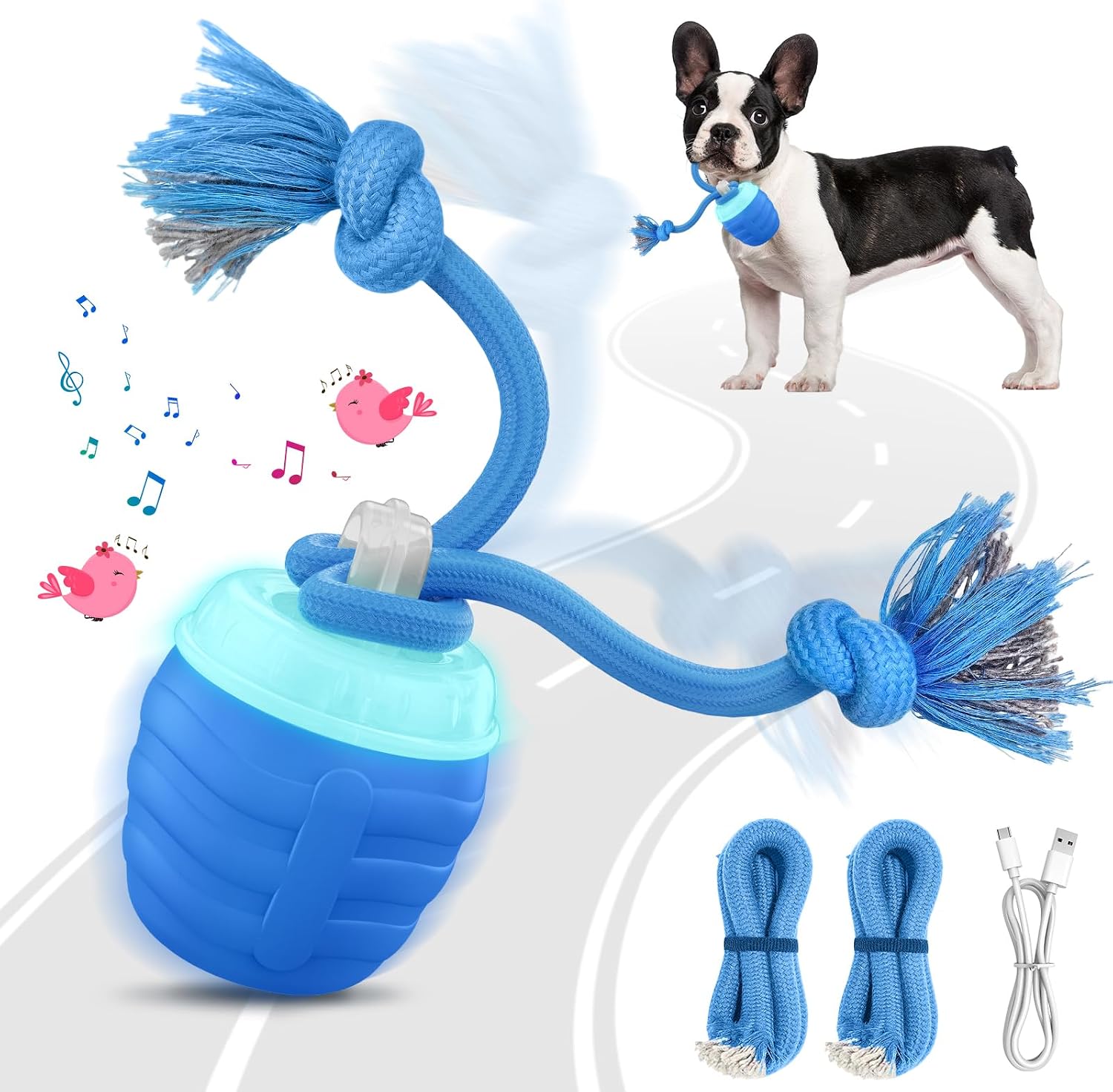 Interactive Dog Toys Ball, Motion Activated Dog Toy for Medium/Large Dogs, Wicked Balls for Boredom, Dogs Toy to Keep Them Busy(Blue)