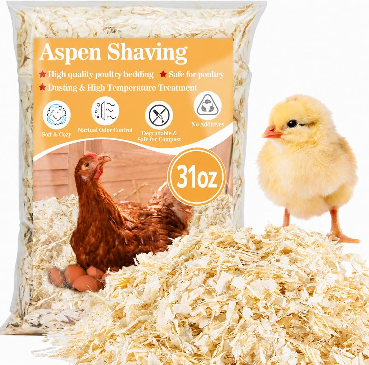 Sukh 31 OZ Chicken Coop Bedding – Aspen Shavings Small Animal Bedding