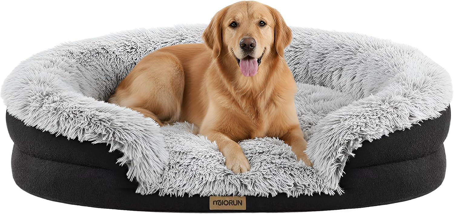Miorun Fluffy Orthopedic Dog Beds Large Sized Dog, 43″ Bolster Sofa Bed