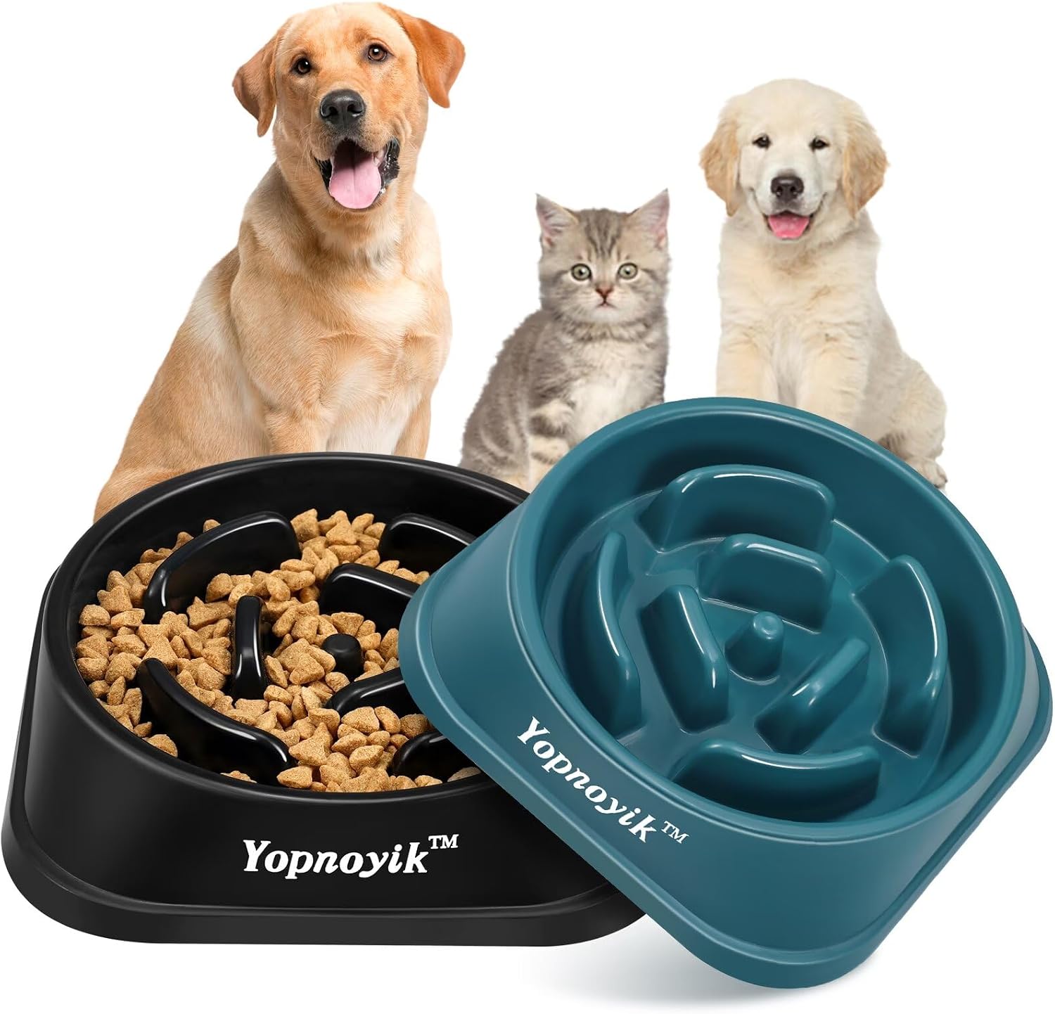 2 Pack Slow Feeder Dog Bowls for Medium Dogs & Cats