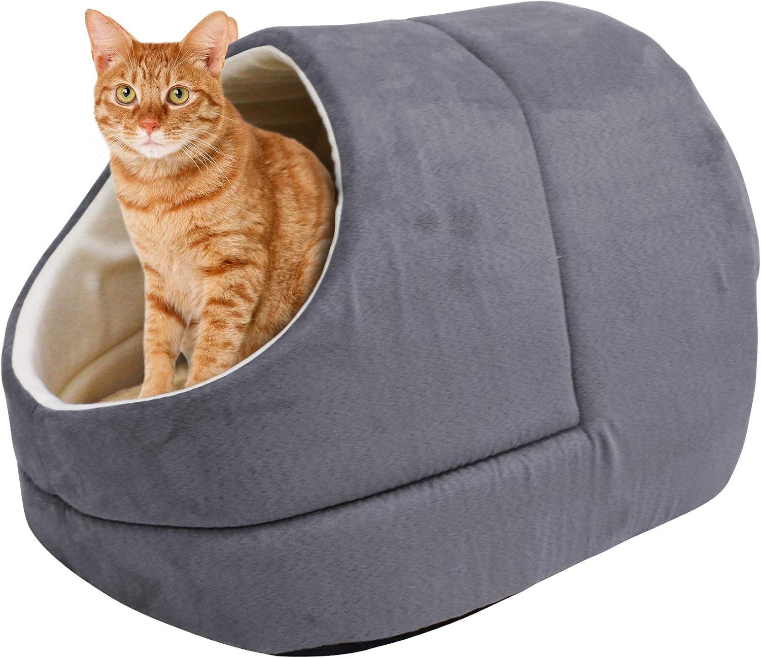 Self Warming Burrow Cat Bed, Washable Pet Hideway House