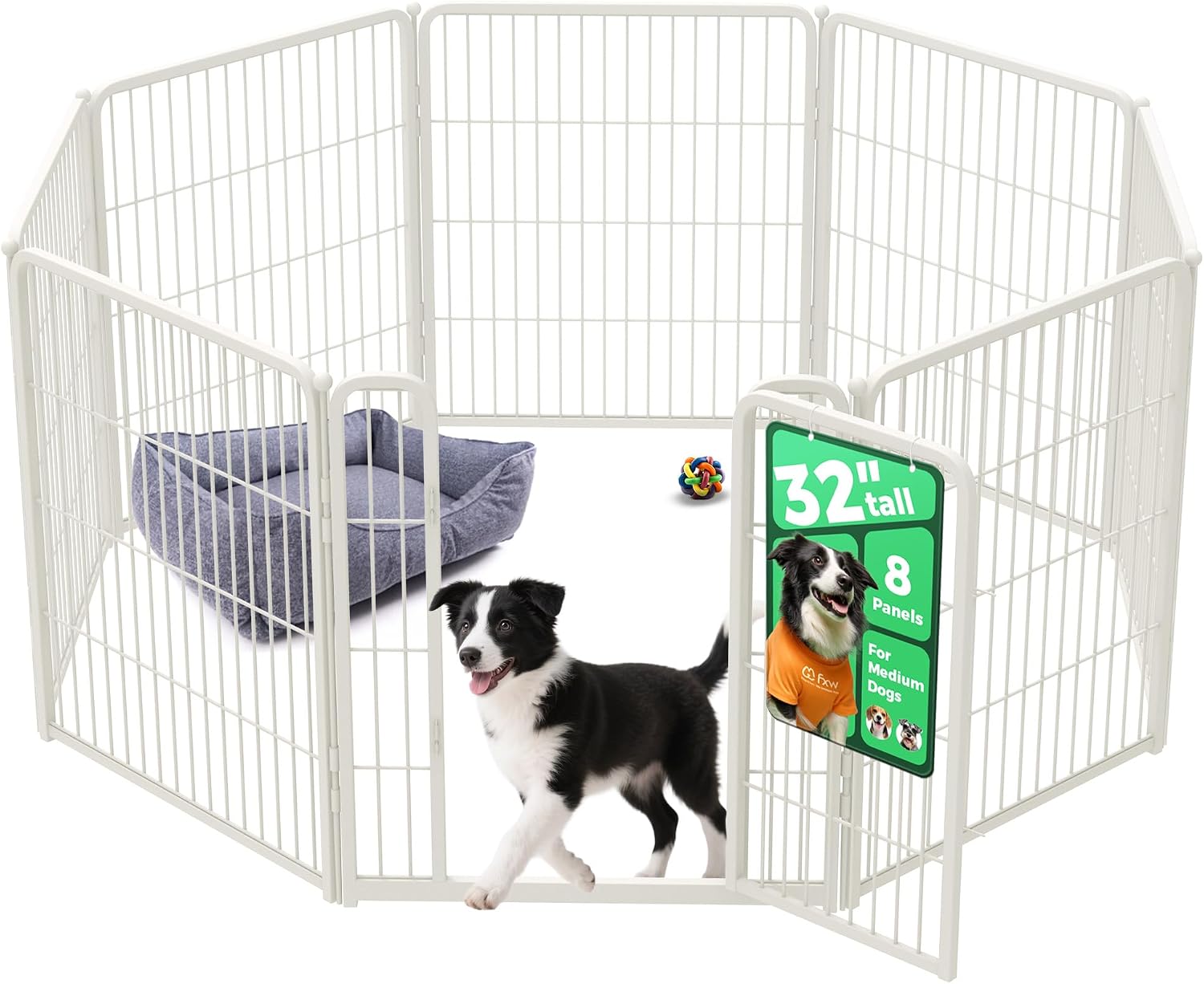 FXW Homeplus Indoor Dog Playpen, 32″ H, 8 Panels, for Small & Medium Dogs