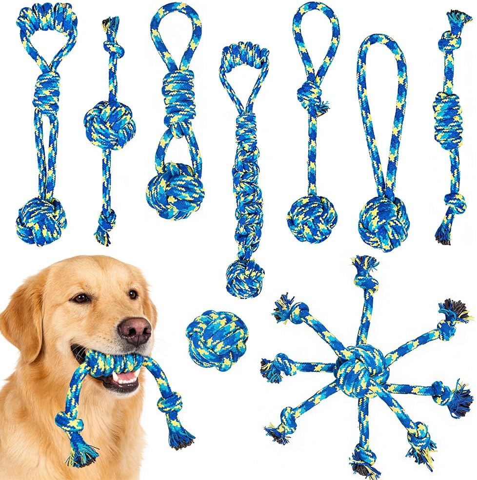 Heavy Duty Cotton Rope Dog Tug Toys for L/M/S Aggressive Chewers 9 Pack