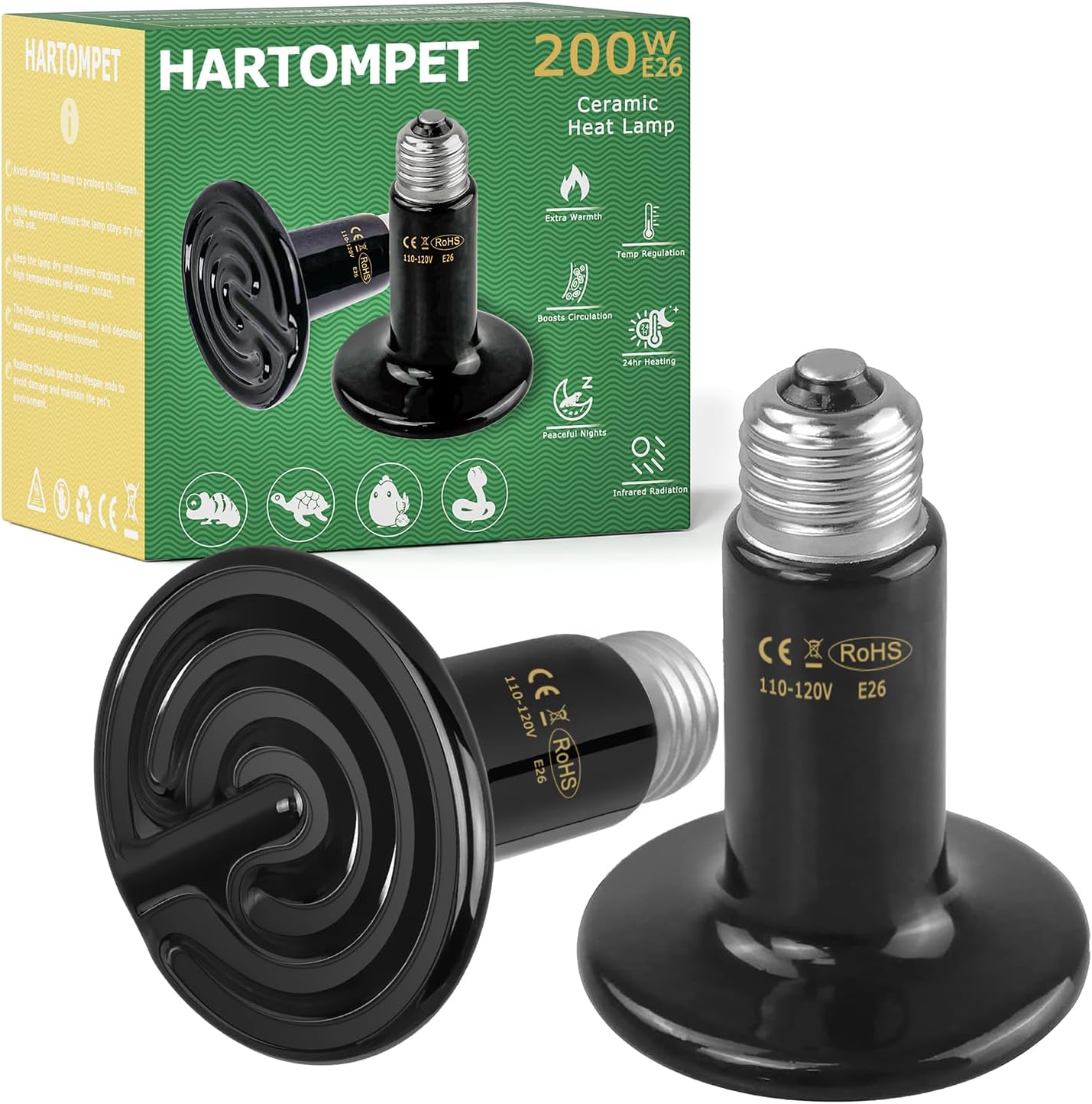 200W Ceramic Heat Emitter,Infrared Heating Bulb,Reptile Heat Lamp