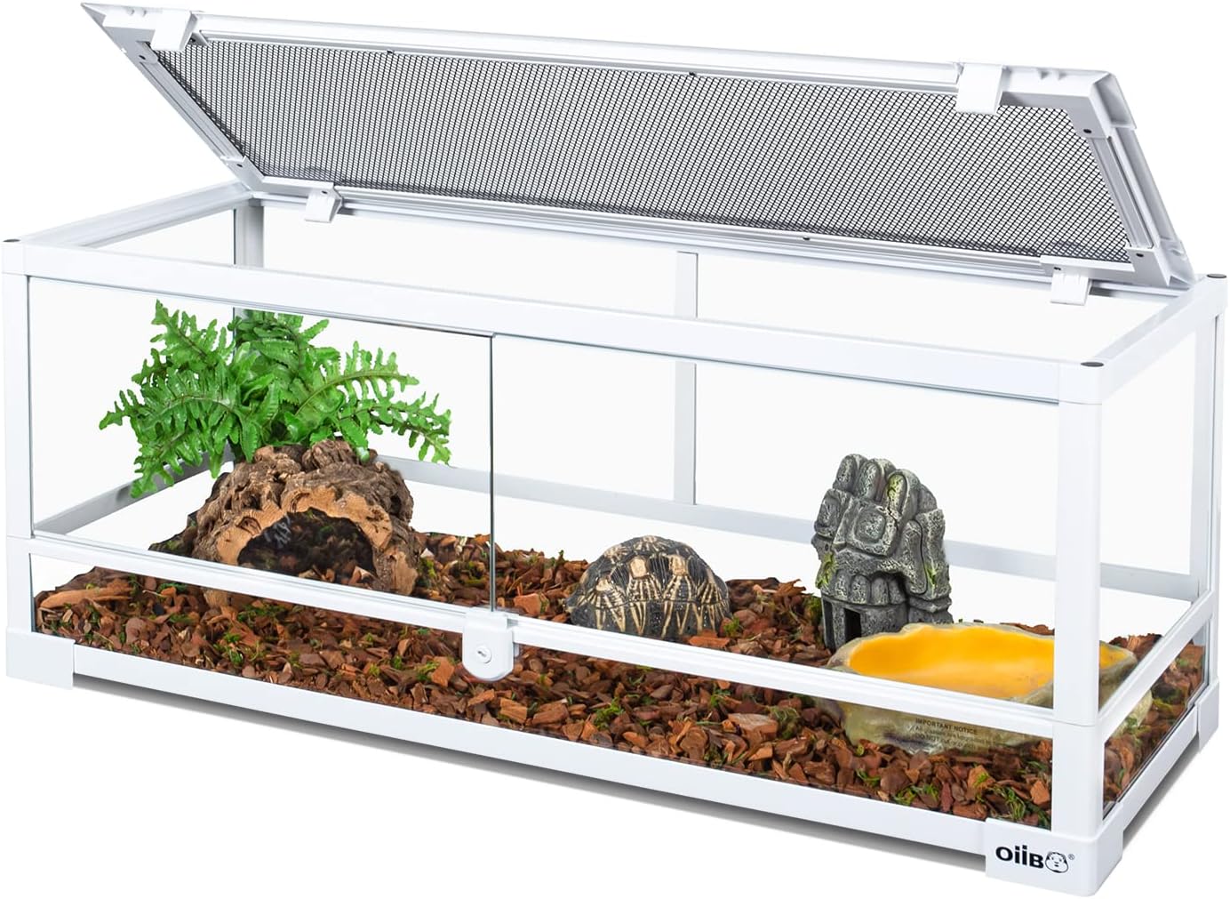 Full Glass Long Tank Reptile Terrarium 20 Gallon, Front Opening Terrarium 30″ x 12″x 12″ for Reptile Pets Gecko Lizard Snake, Double Front Opening Doors & Ventilation Top Screen (Knock-Down)