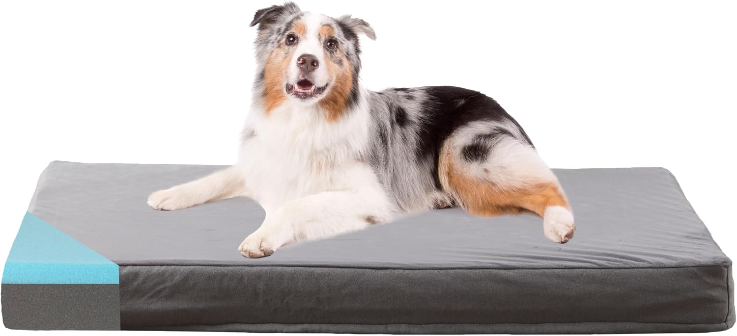 Orthopedic Memory Foam Dog Bed, Cooling Dog Beds Waterproof Pet Bed for Crate with Removable Washable Cover, L(35inch,65Lbs)