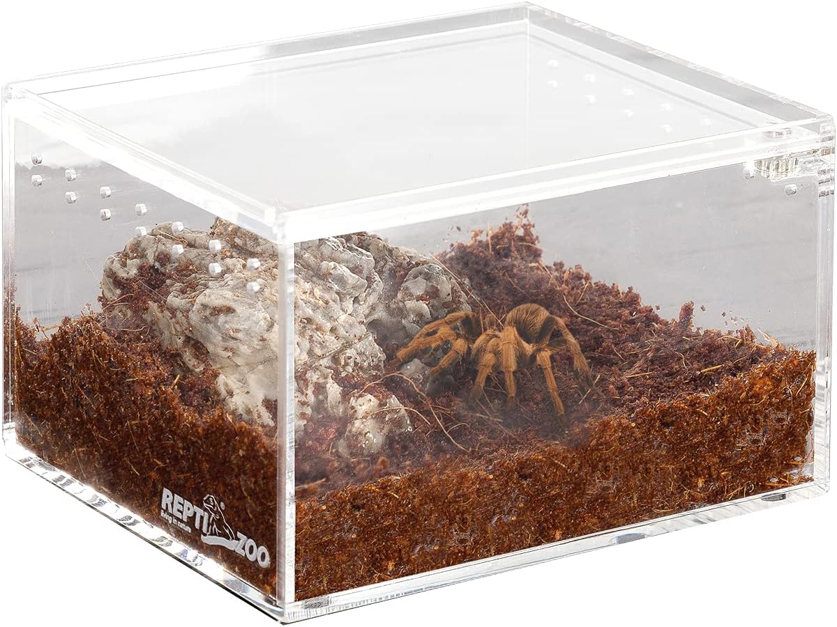 REPTI ZOO Magnetic Acrylic Case 4.1″x3.3″x2.5″ Nano Enclosure Reptile Breeding Box Terrarium Cage Tank Tarantula Scorpion Sling Isopods Lizards Roach Invertebrates Insect Mantis
