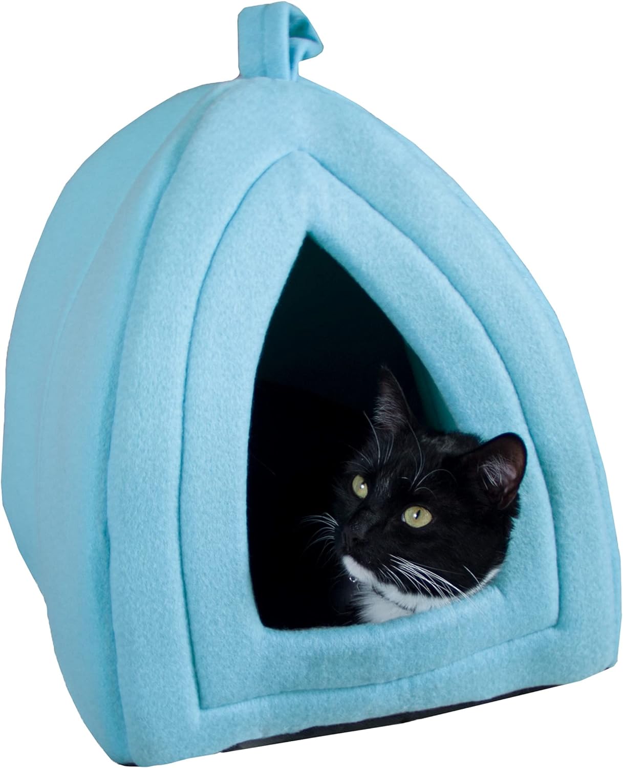 PETMAKER Cat House Indoor Bed with Removable Foam Cushion, Blue