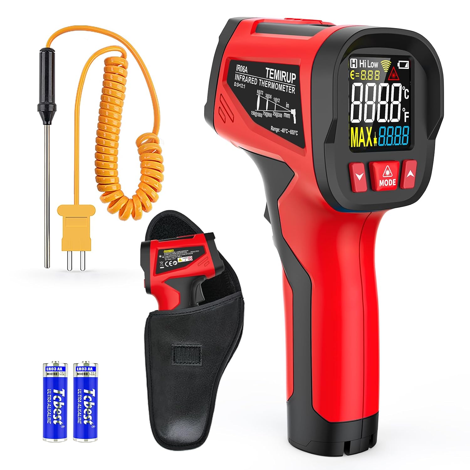 Infrared Thermometer Gun with Color LCD, Digital IR Laser Temperature Gun