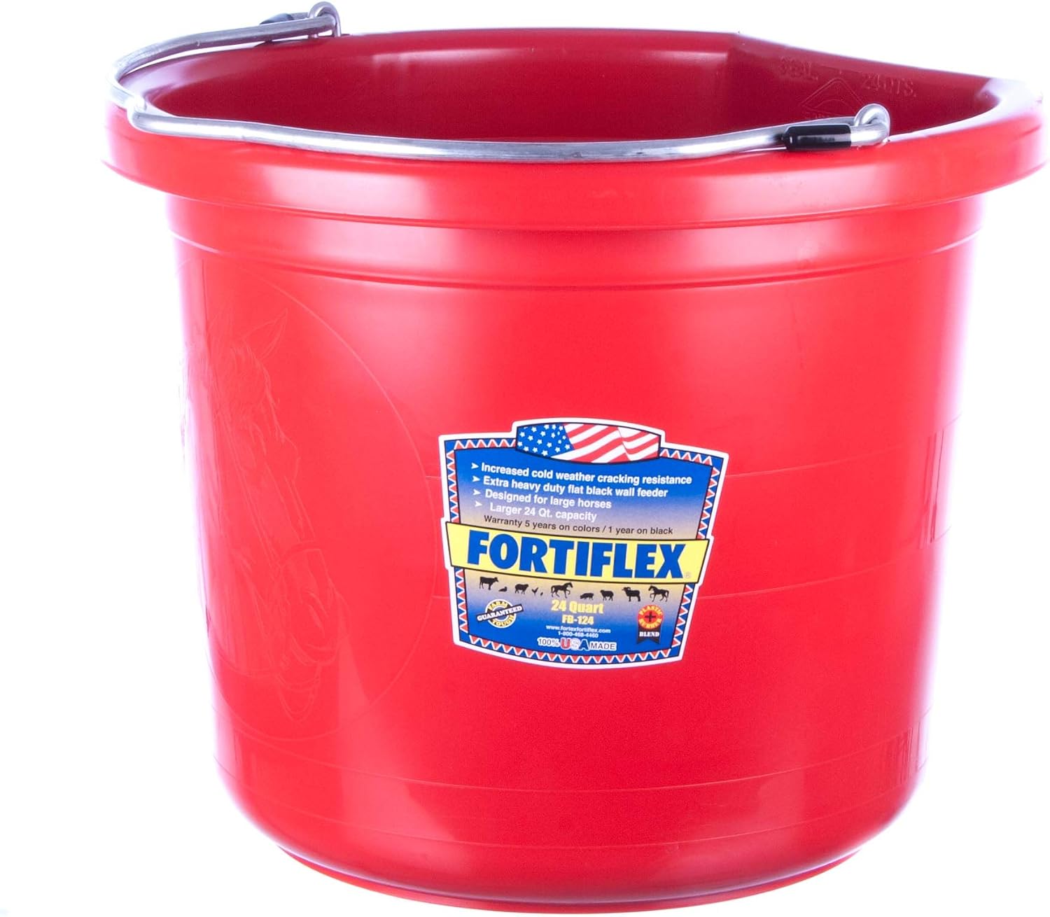 Fortiflex Flat-Back Bucket 6 Gallon Red