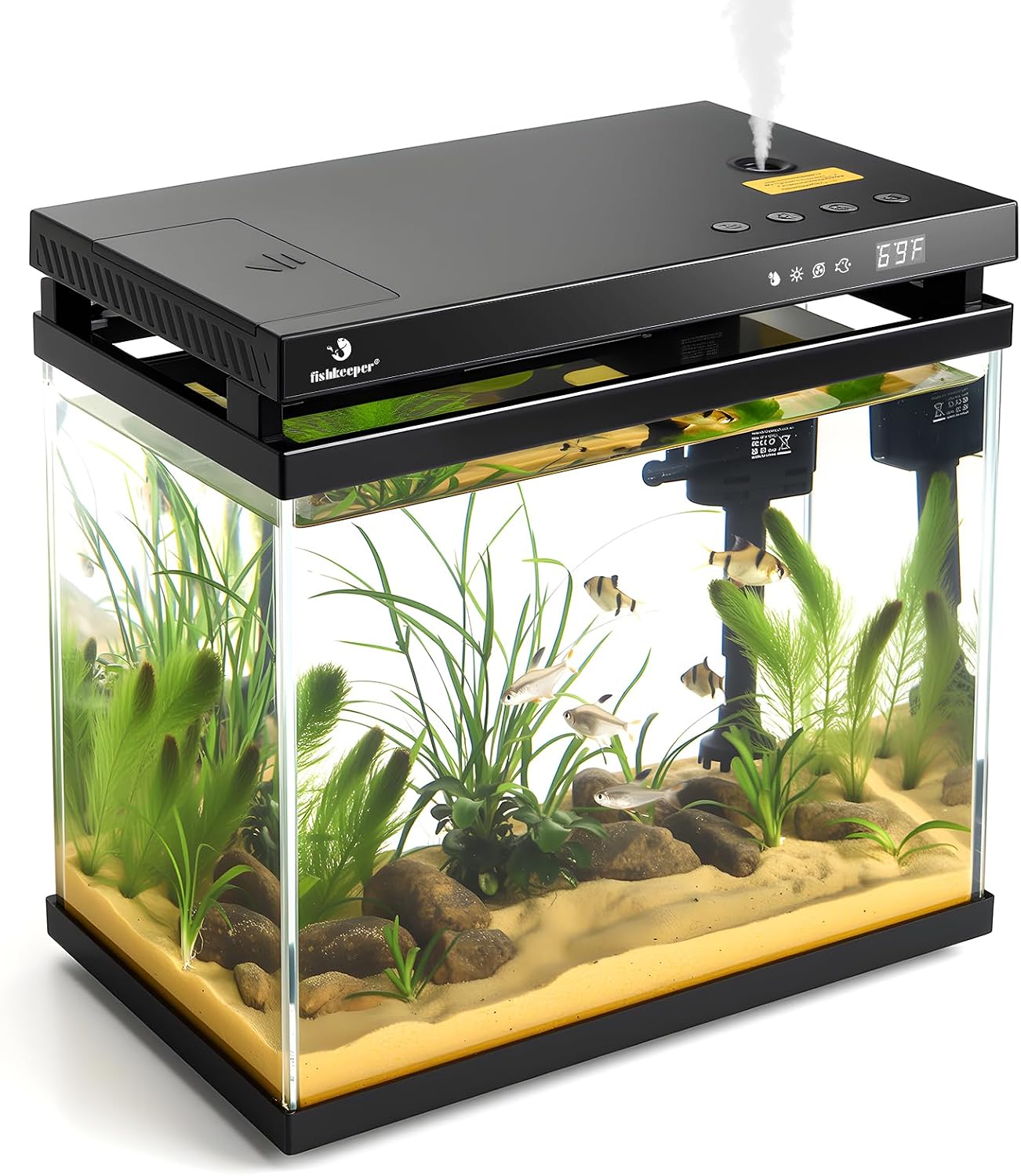 fishkeeper 2.3G Smart Aquarium – HD Glass Fish Tank Kits with Auto Feeder