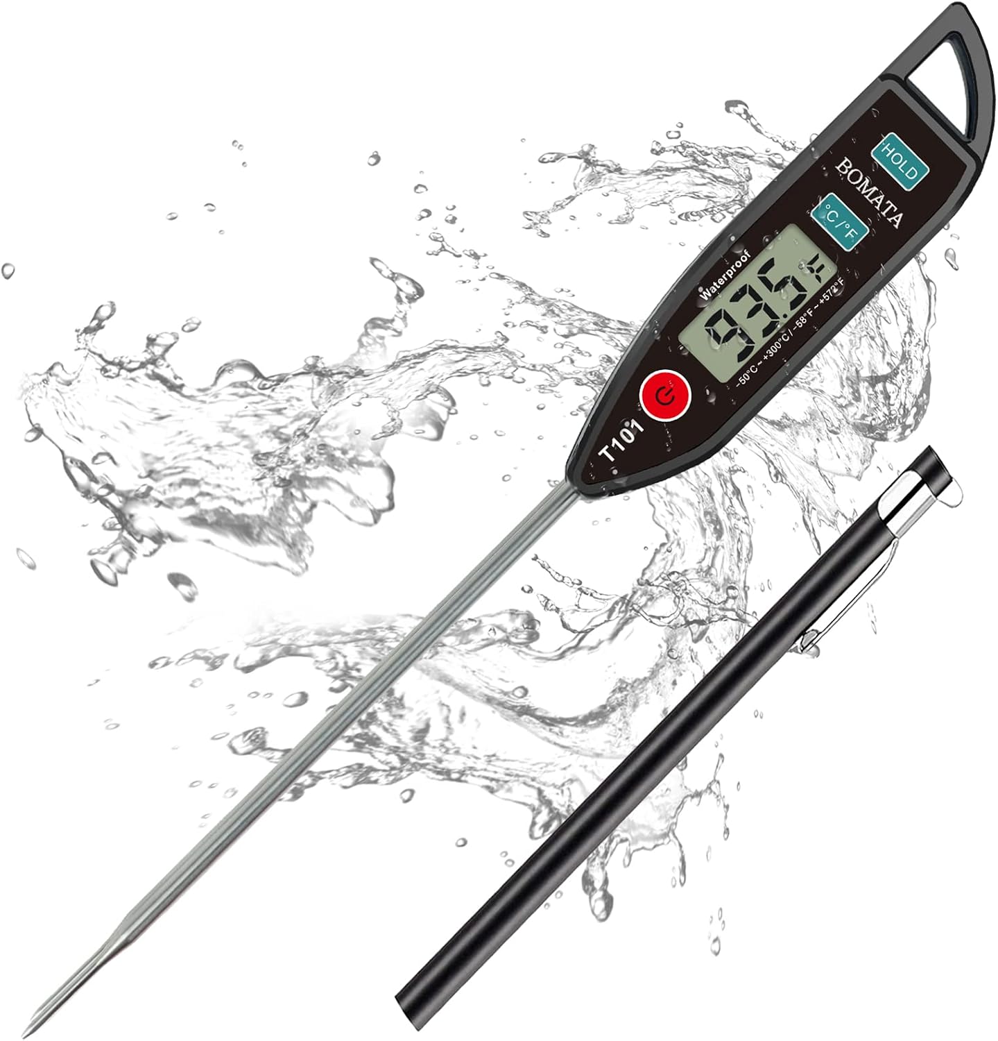 BOMATA Digital Water Thermometer for Liquid, Meat, Cooking, IPX7 Waterproof