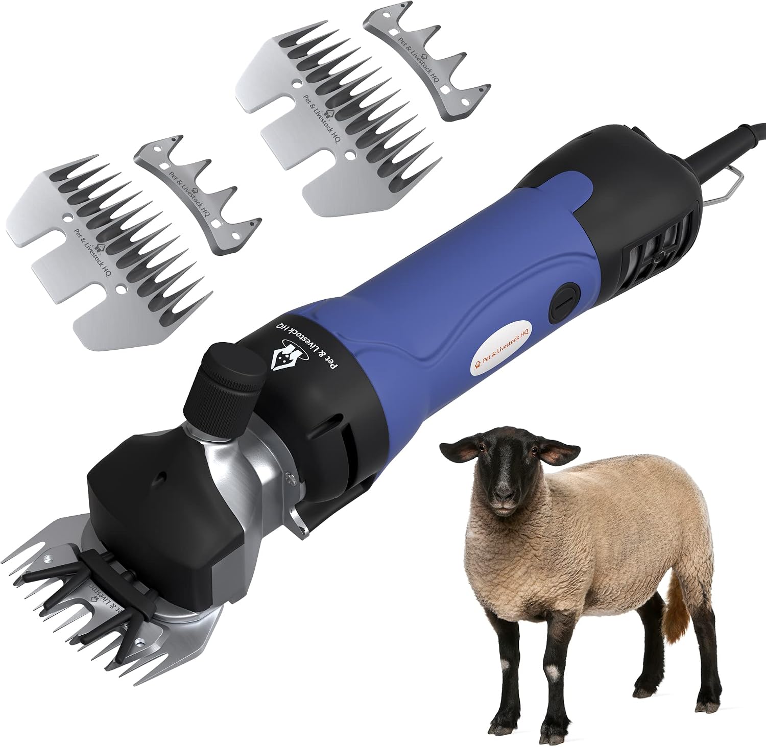 Sheep Shears Electric Clippers 2500RPM, 6-Speed Control – Heavy Duty Livestock Grooming Kit for Sheep, Goats, Alpacas, Llamas – Case, Low Vibration, 18.3ft Cord (2 Blades Included)