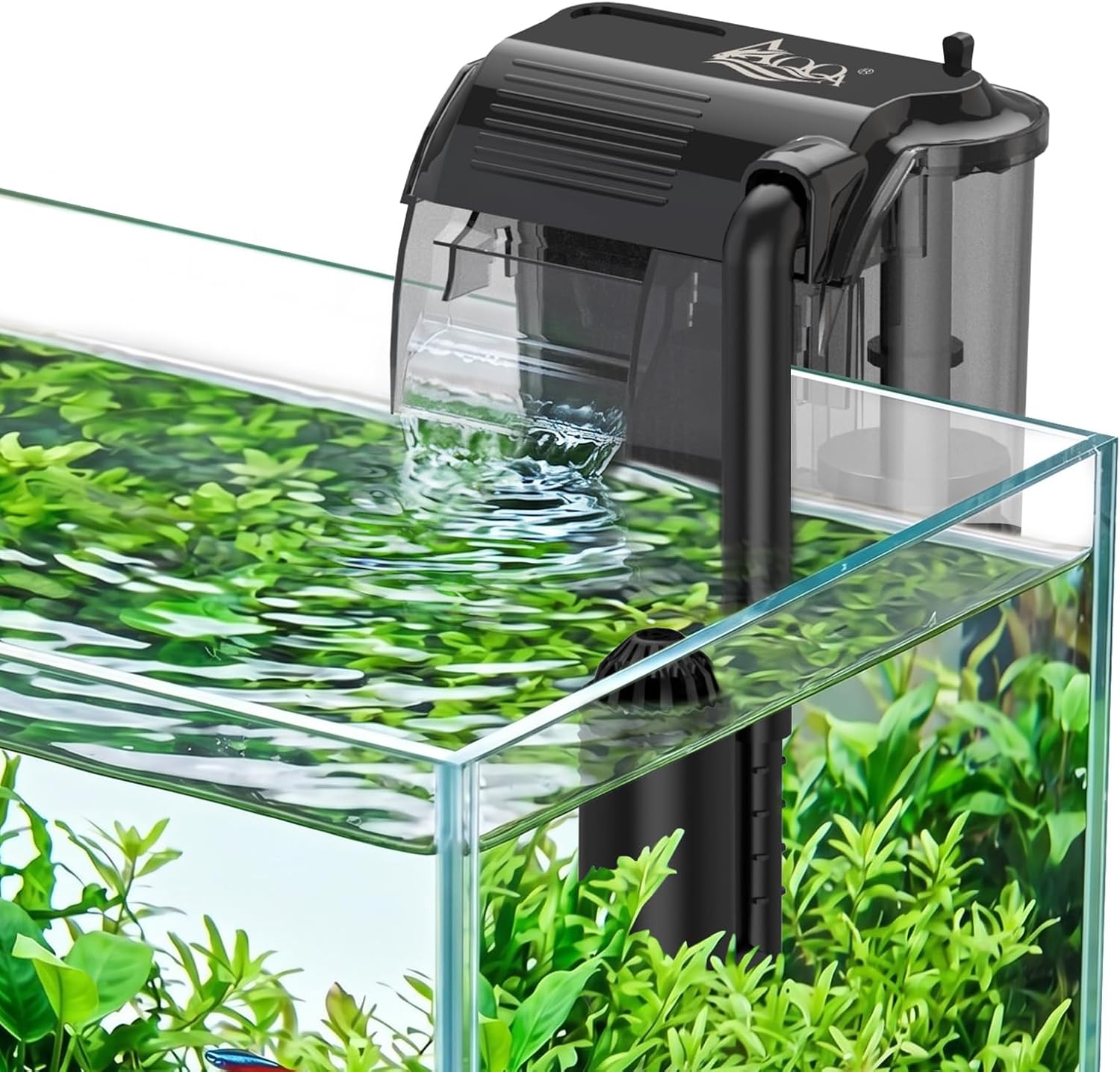 AQQA Aquarium Hang on Back Filter Slim Quiet HOB Power Filter for Fish Tank