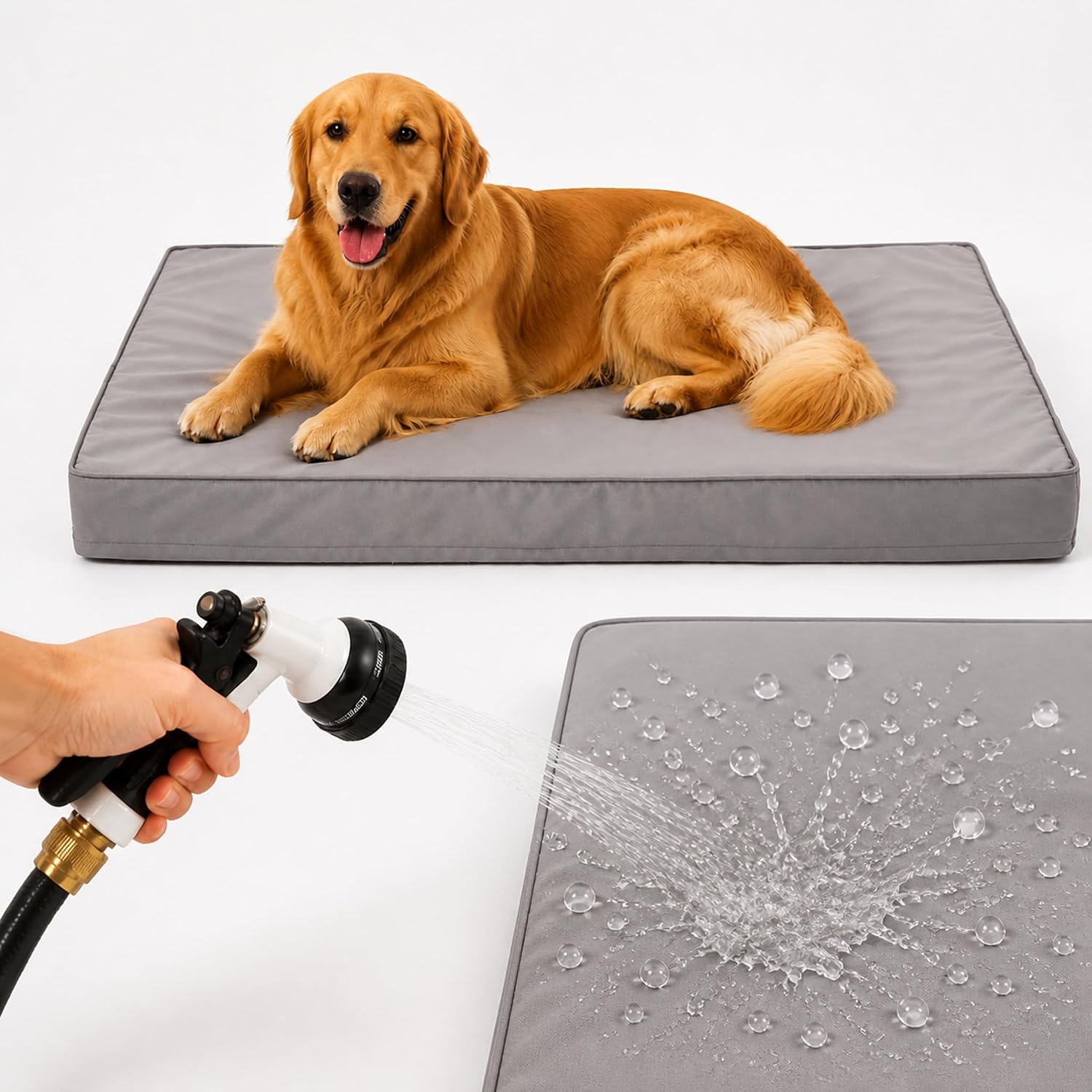 WNPETHOME Outdoor Waterproof Dog Bed Large Sized, Washable Creat Pad 42″