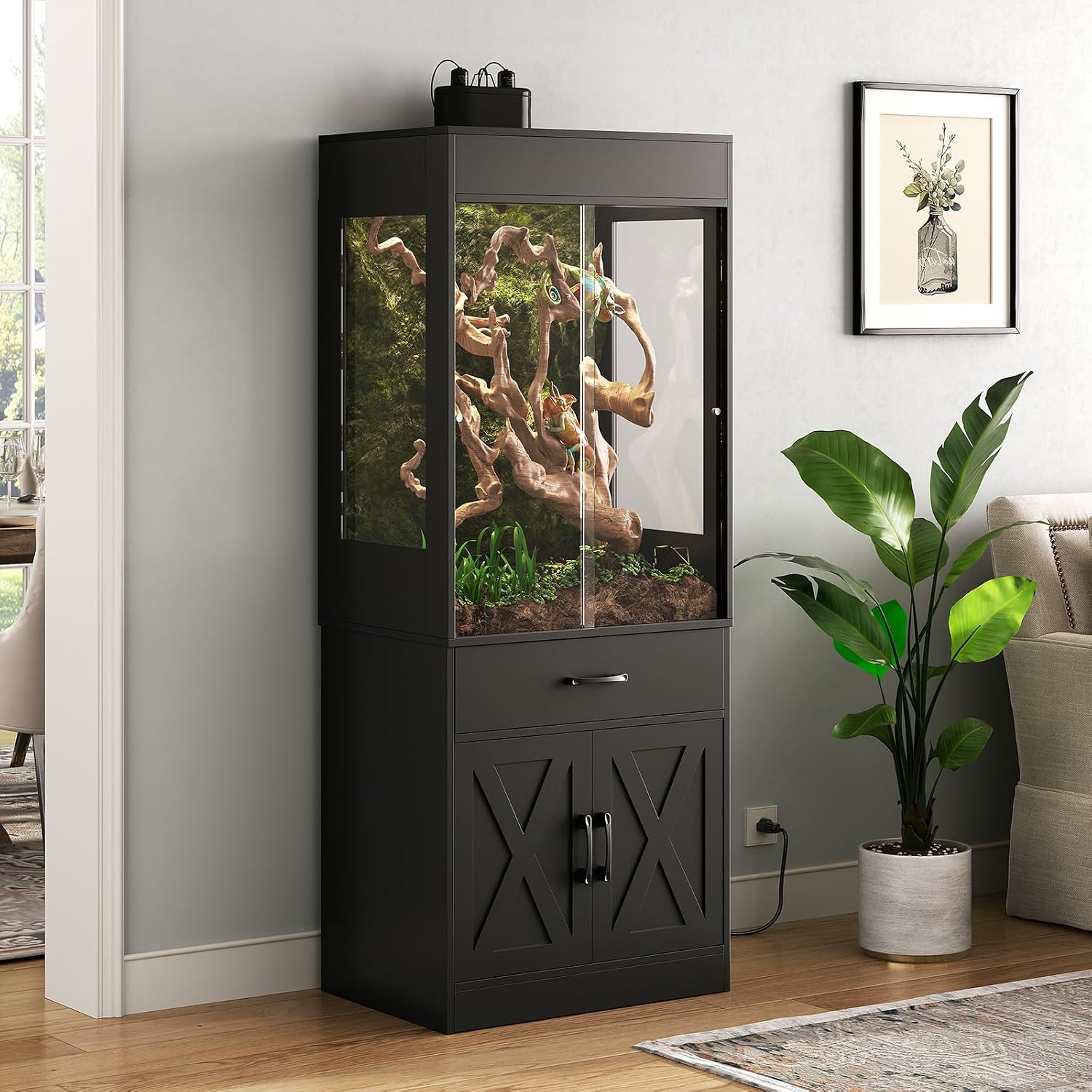 67 Gallon Reptile Tank with Stand Reptile Enclosure with Cabinet