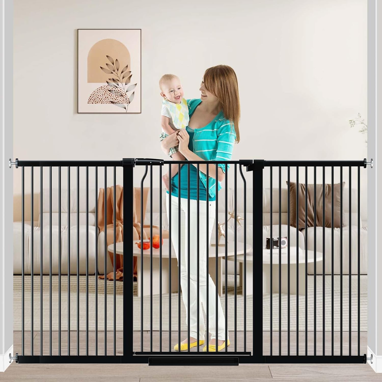 40.5″ Extra Tall Baby Gate for Doorway 65.8″-72.2″ Extra Wide Long Pet Gate