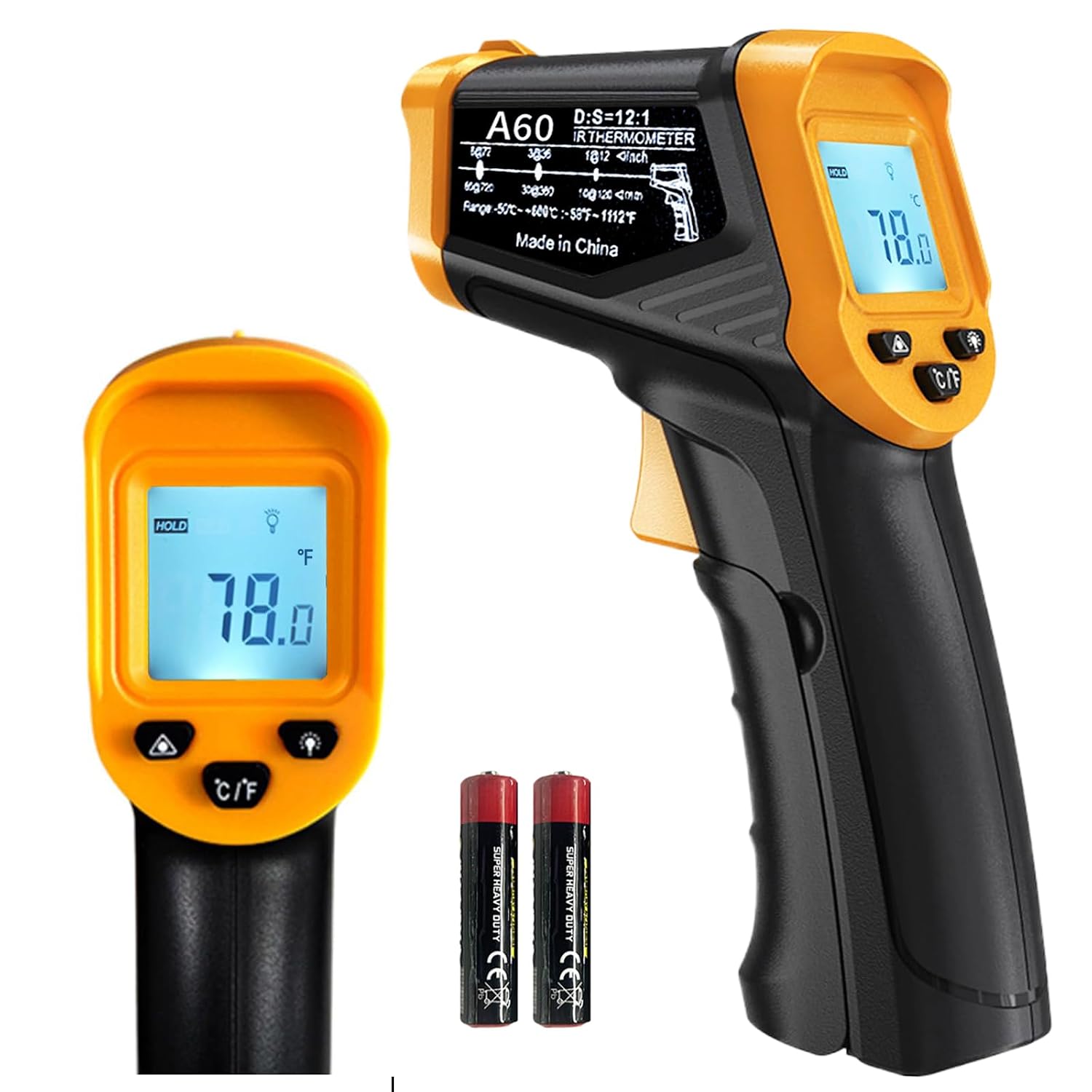 Digital Infrared Thermometer Gun for Cooking,BBQ,Pizza Oven,Ir Thermometer,-58℉~1112℉(-50℃~600℃) Handheld Non Contact Heat Laser Temperature Gun (Not for Human)