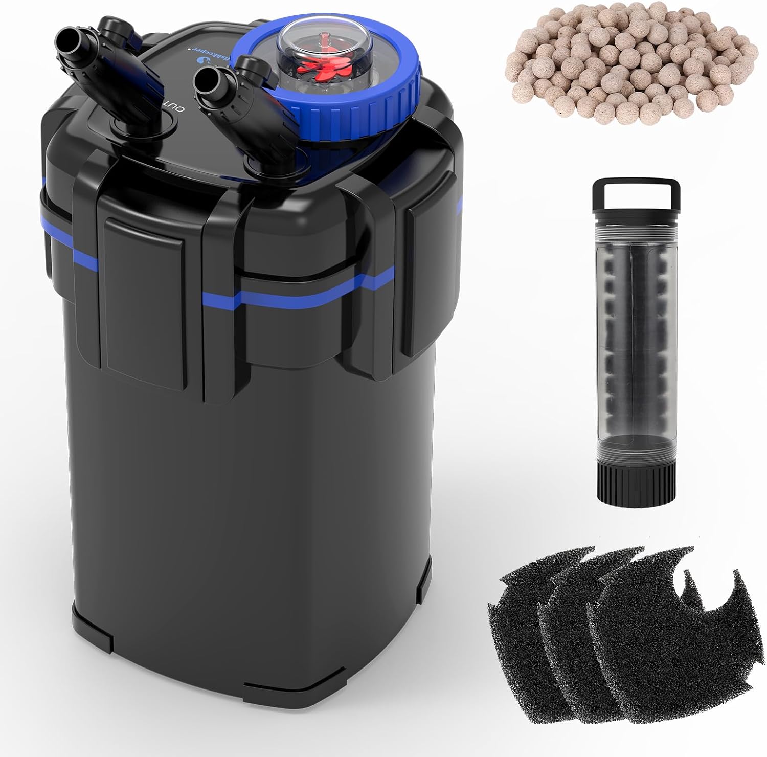 fishkeeper Canister Filter, 317GPH/1200 LPH with Prefilter Up to 55 Gallon