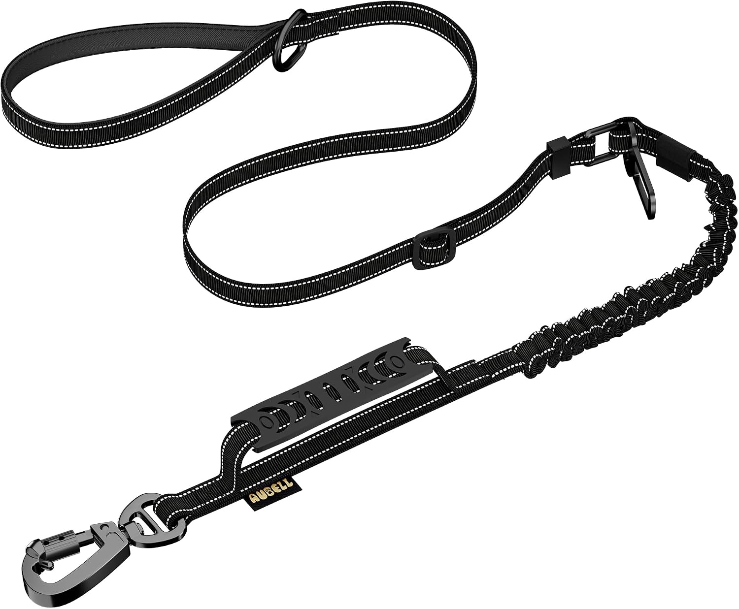 AUBELL Tactical Dog Leash Heavy Duty,4-6ft No Pull Bungee Leash,Black