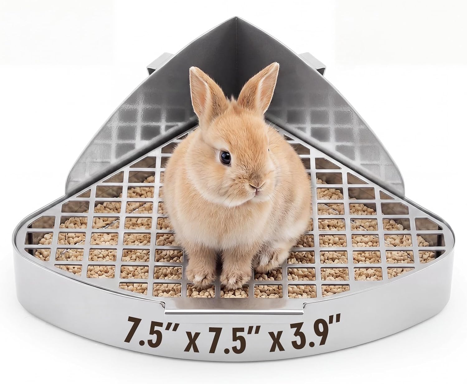 Maxcheck 1 Pcs Stainless Steel Corner Small Pet Litter Box, 7.5 x 7.5 x 4”