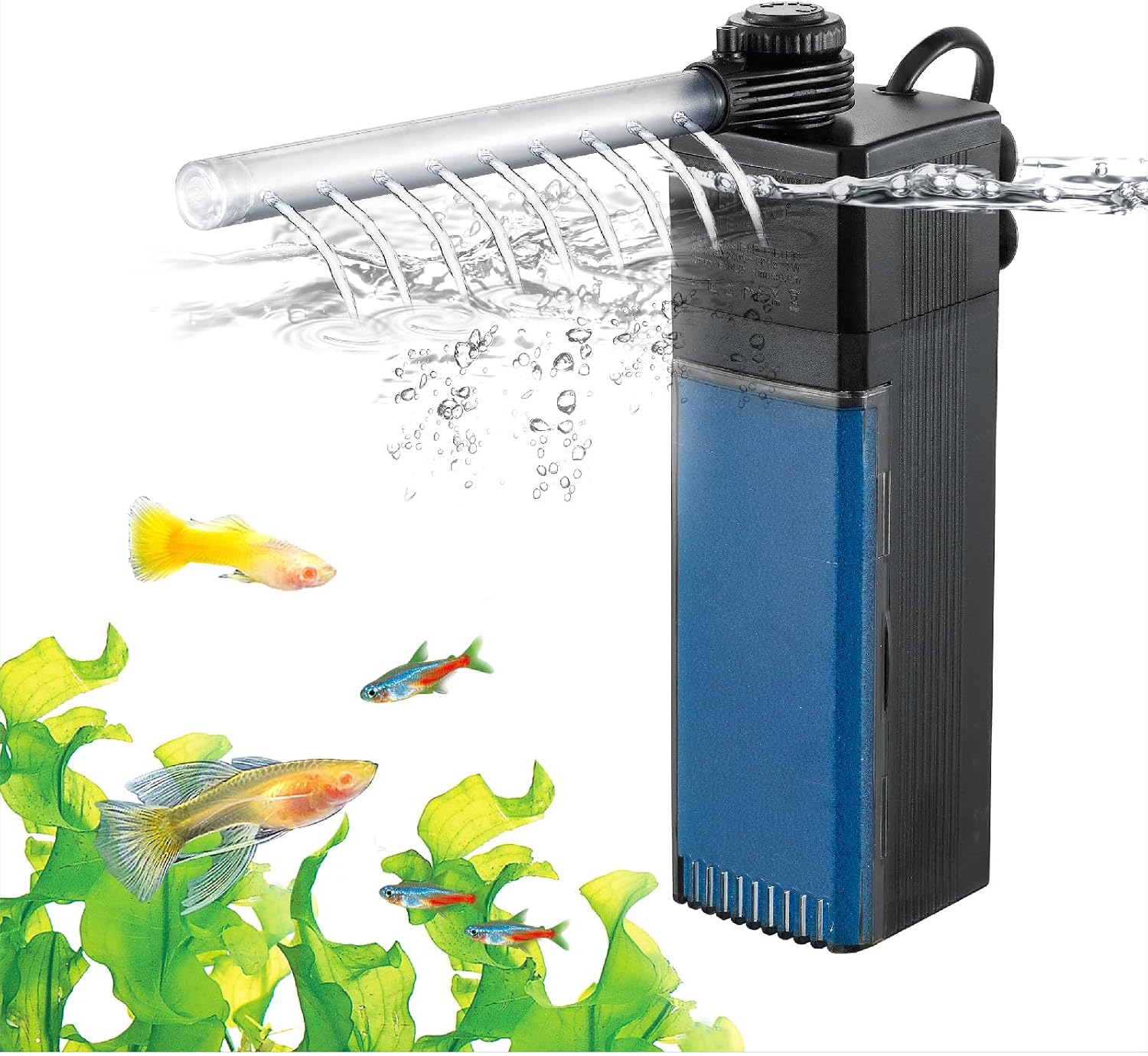Submersible Internal Aquarium Fish Tank Filter 10~20 Gallon Tank, 65GPH 4W