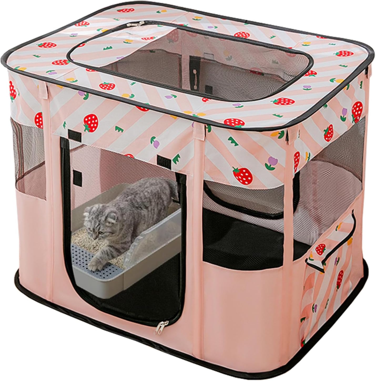 XRG Foldable Pet Playpen,Indoor Cat cage Puppy Crates M(31.5″x23.6″x21.7″)