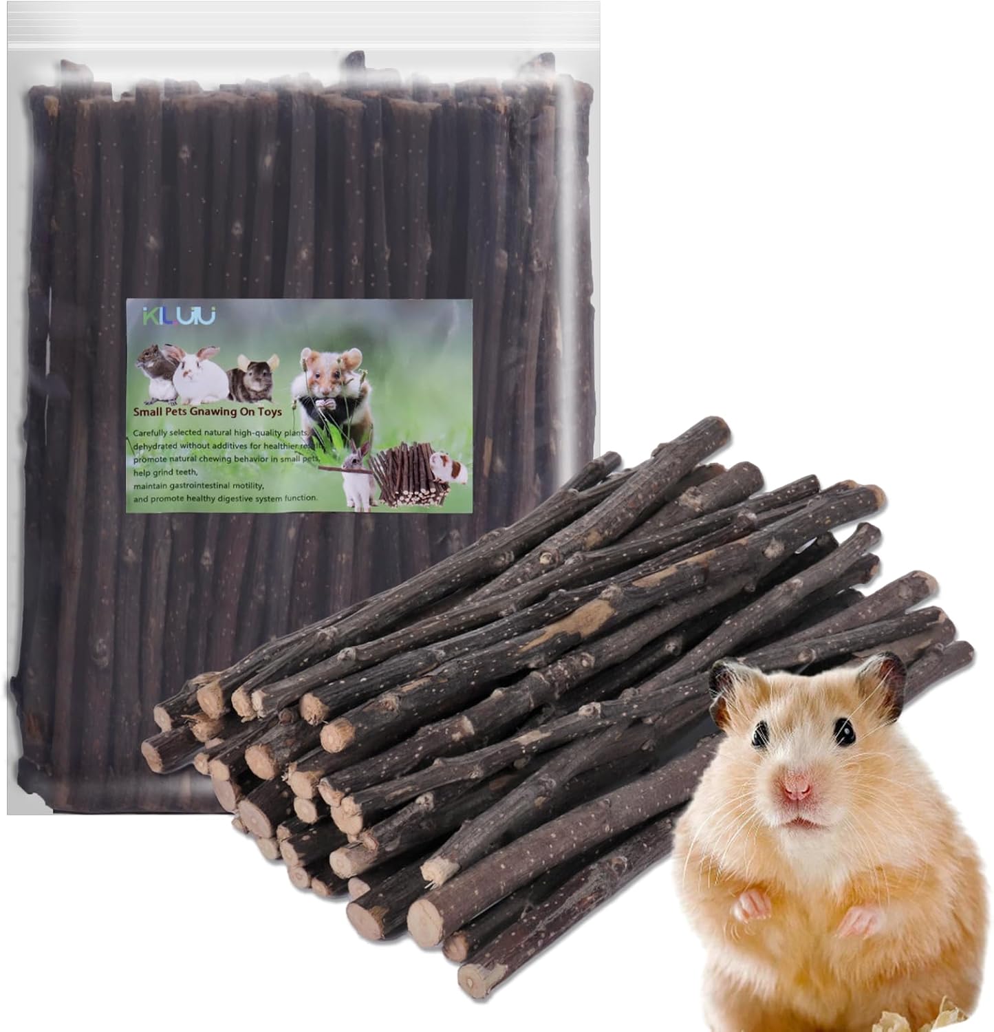 Apple Wood Chew Sticks, Rabbit Chew Toys 10.58oz (300g), Natural Apple Sticks for Guinea Pigs, Hamsters, Chinchillas Small Pet Chew