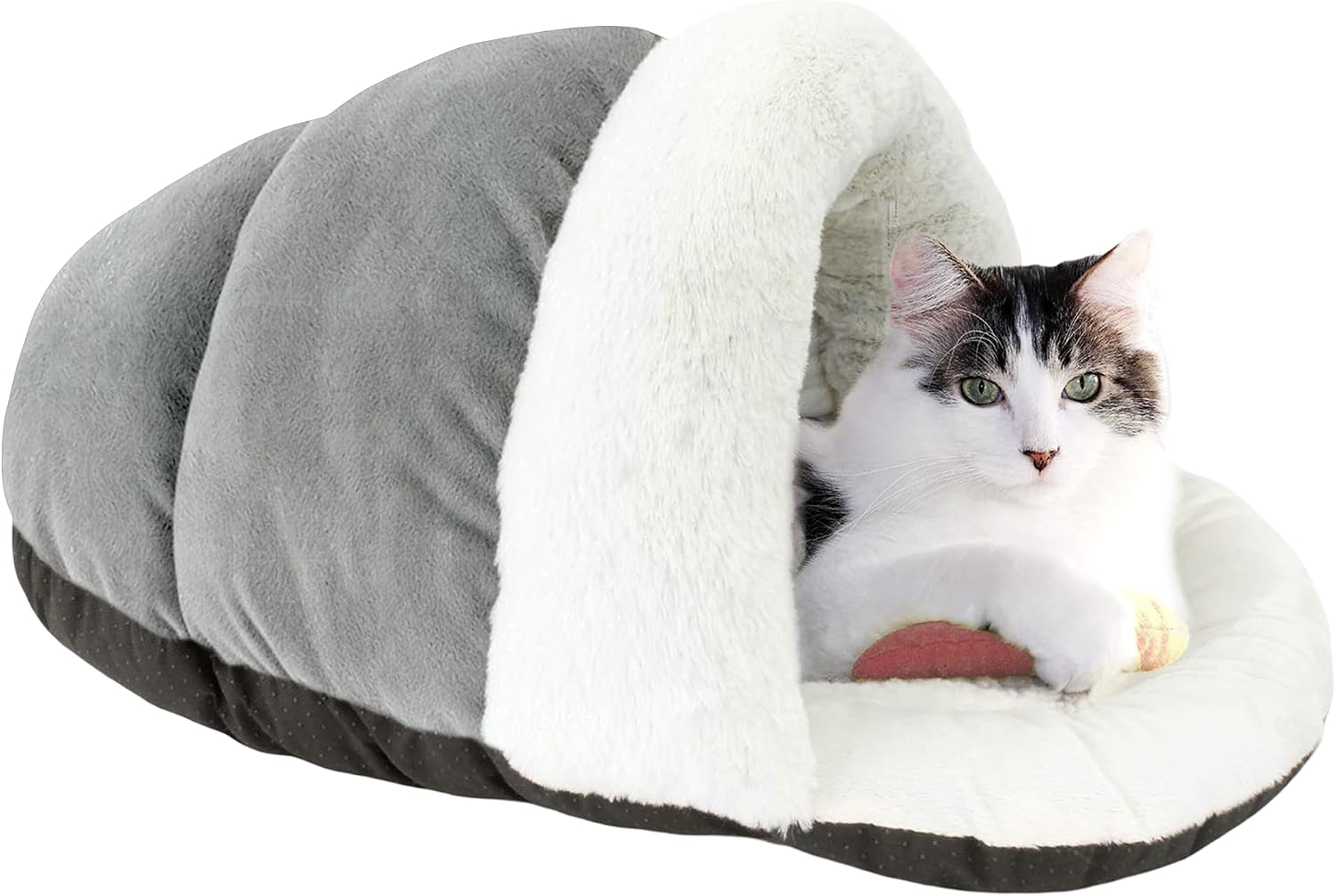 ASPCA – Cat Cave Bed for Indoor Cats Cozy Warm Felt House Dome for Cats & Kittens Soft, Warm & Plush Cave Bed with Removable Cushion Enclosed Pet Hideout Comfort Security 23′ x 17″ x 6″