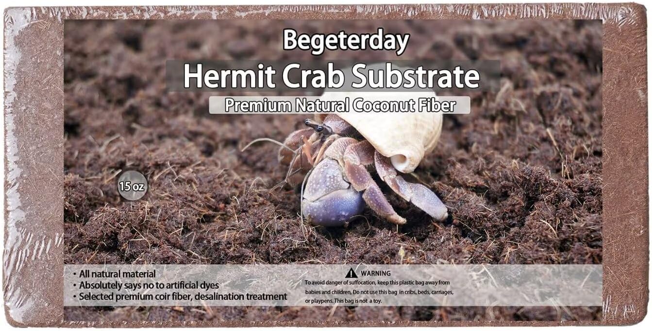 15oz Coco Coir Brick for Hermit Crab, Great Coconut Fiber for Sand Blends, Hermit Crab Accessories