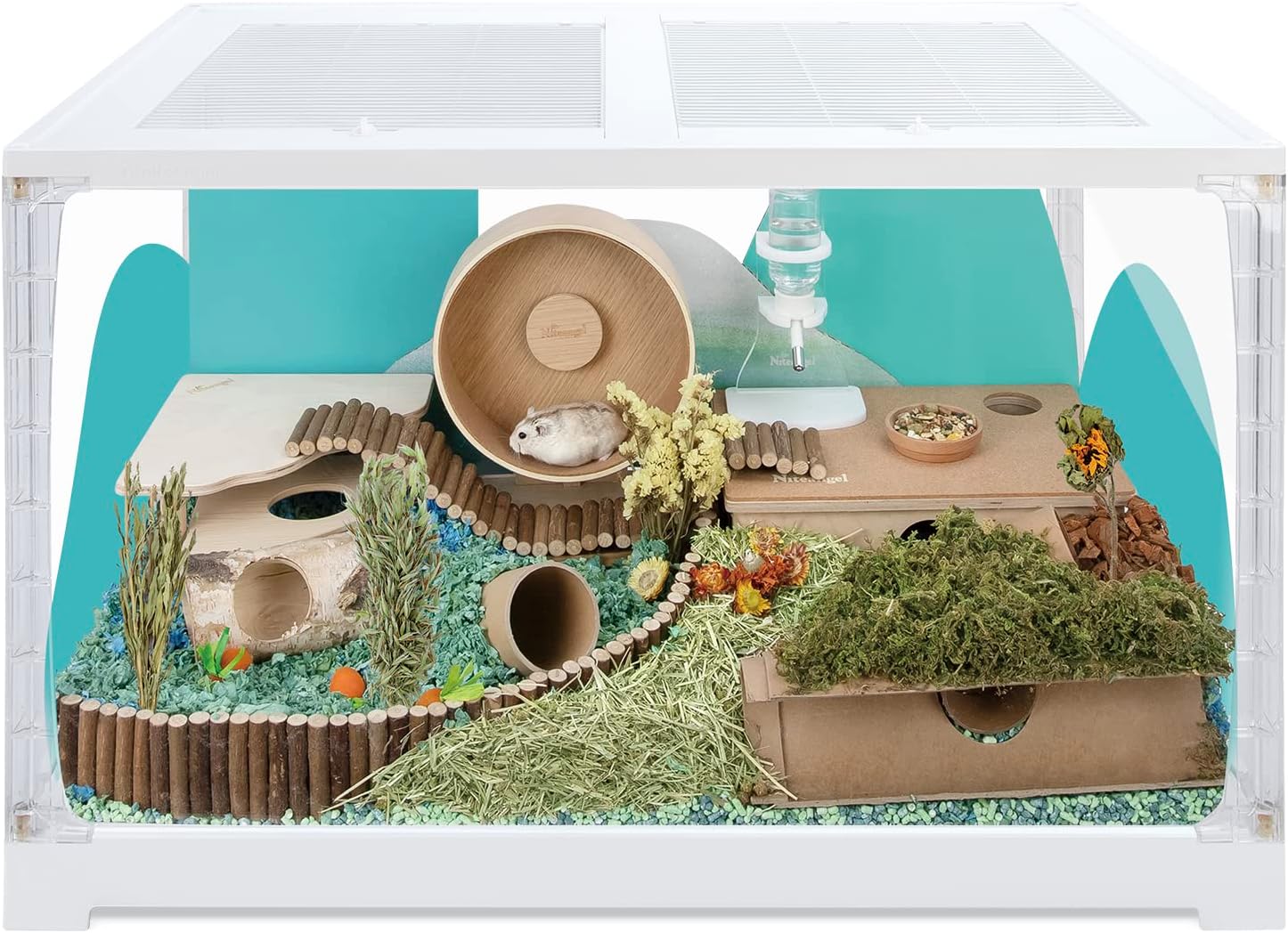 Niteangel Stacker Series Hamster Cage – Stackable & Large Glass Enclosure for Hamster Gerbils Mice Lemming Degus or Other Small-Sized Pets
