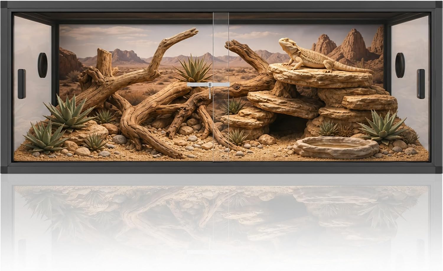 90 Gallon Reptile Tank, 48″x24″x18″ Front Opening Reptile Terrarium, Black