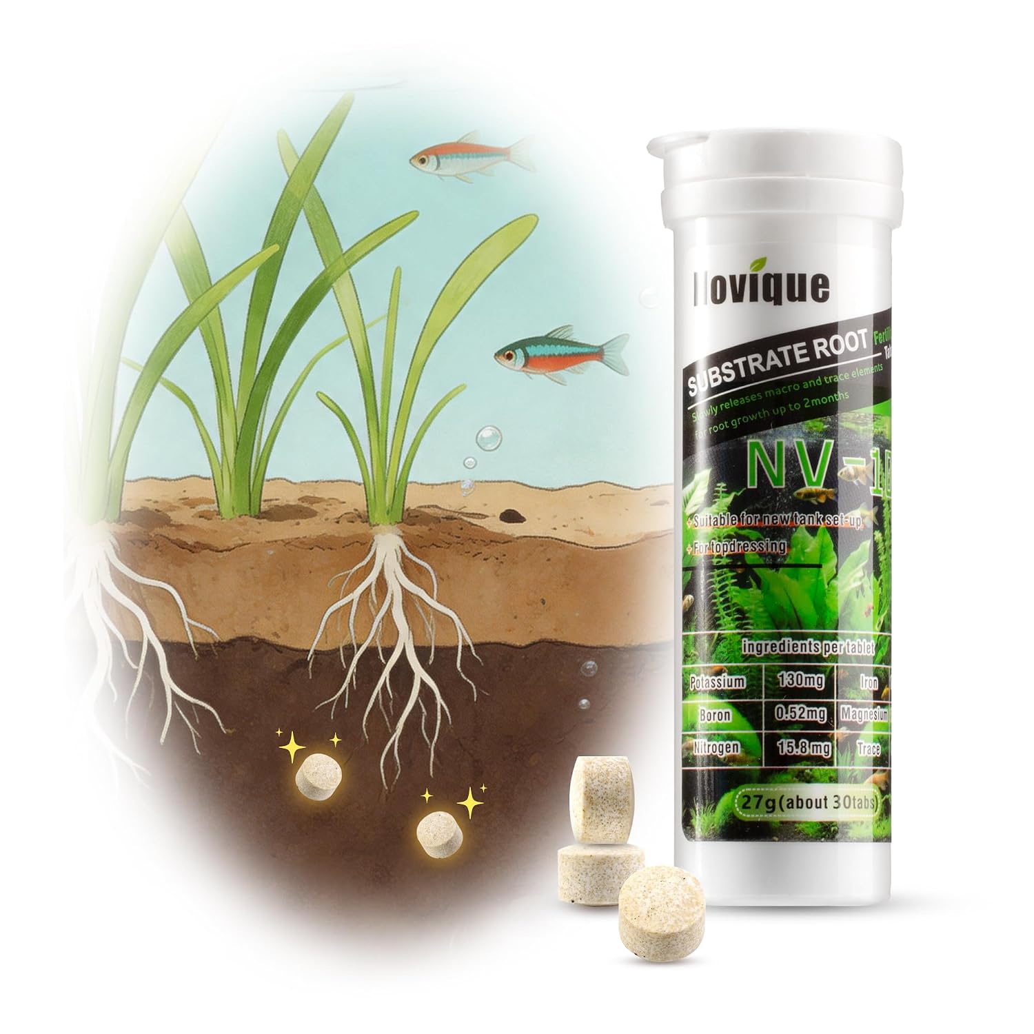 Root Tabs Freshwater Aquarium Plant Fertilizer Safe for Fish Shrimp and Planted Fish Tanks Slow Release