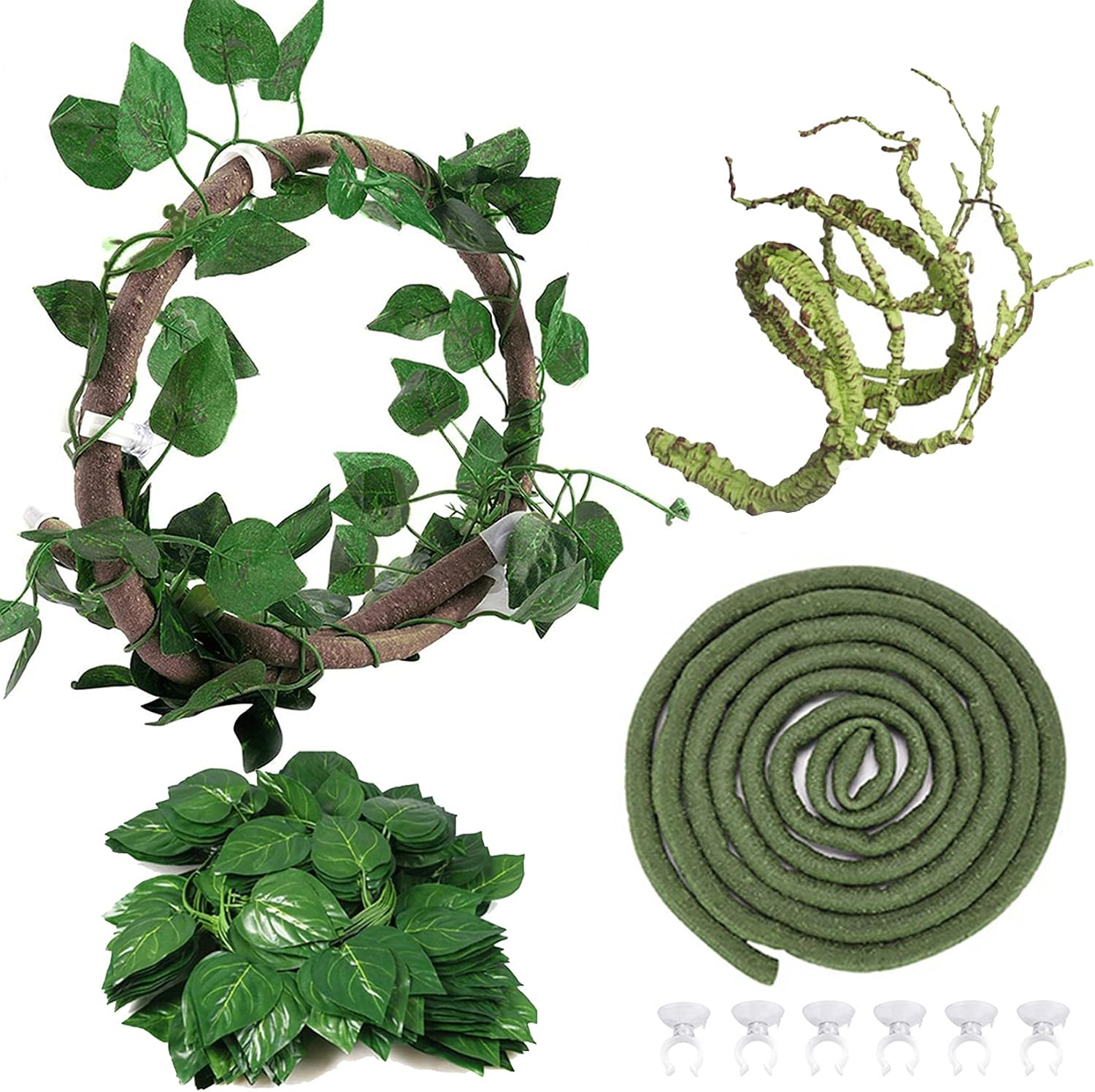 Hamiledyi Lizard Climbing Jungle Vines 9.8FT Bearded Dragon Tank Accessories Bendable Vine Artificial Branch Reptile Tank Habitat Decor for Gecko, Snakes,Chameleon,Bearded Dragon