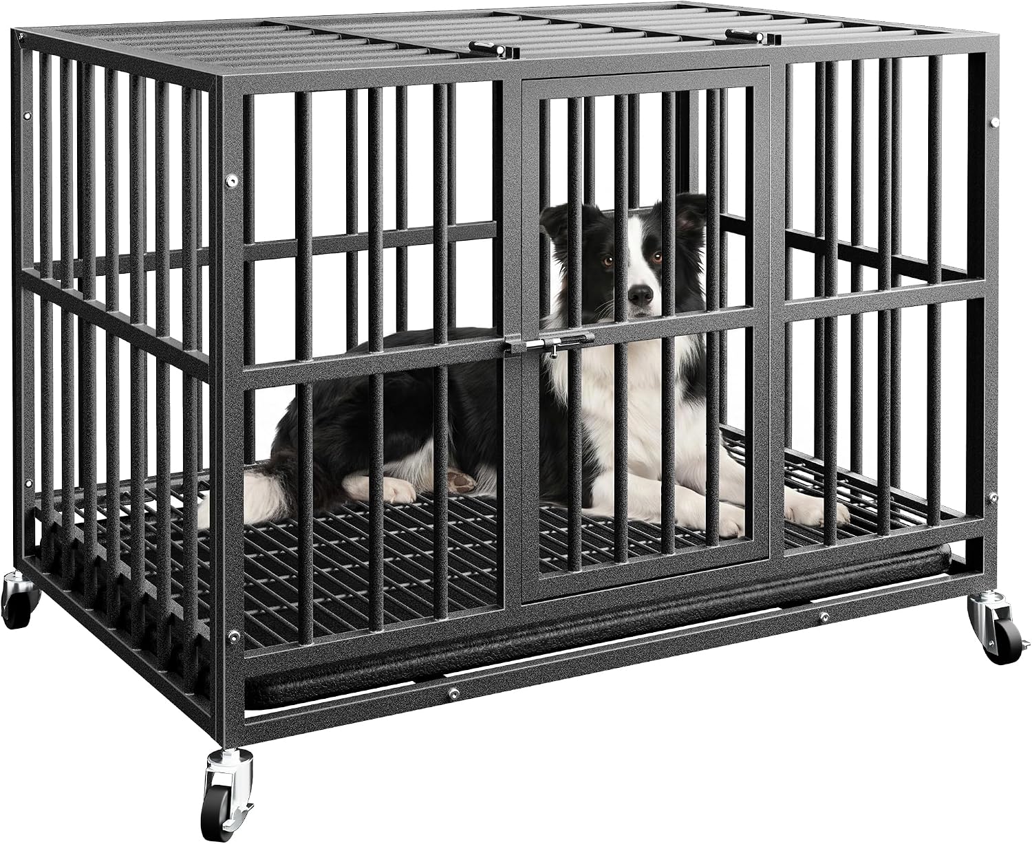 38 Inch Heavy Duty Dog Crate, Escape-Proof, for Medium Dog Breeds