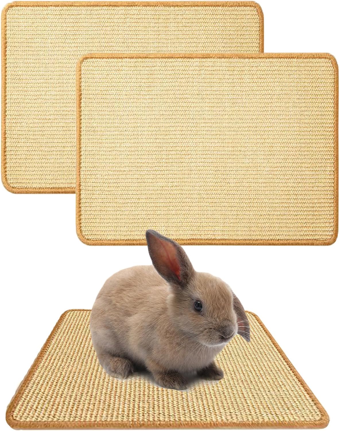 2PCS Rabbit Scratch Mat, Natural Bunny Pad Claws and Teeth Care, 16×12