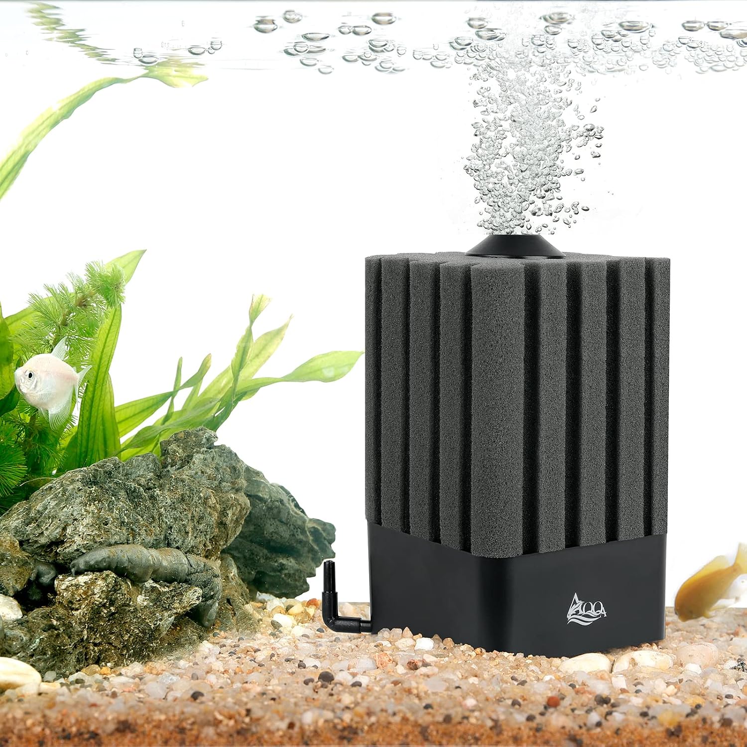 AQQA Aquarium Sponge Filter for 5-20 Gallon, Submersible Fish Tank Filter