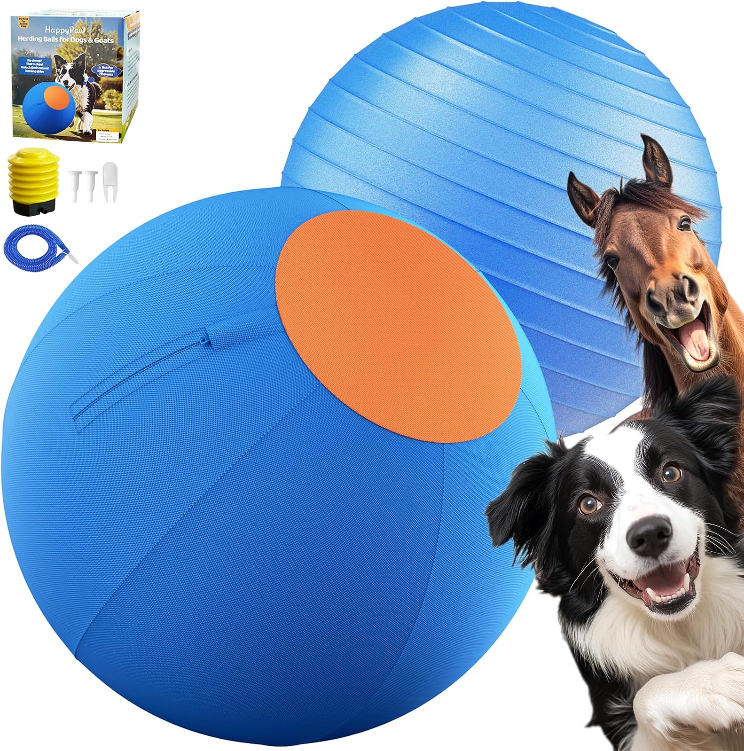 Happypaw 3.0 2026 Upgrade 18” Herding Ball for Dogs – Enhanced Chew Resistance & Heavy-Duty Material, Dog Toy Agility Equipment for Australian Shepherds,Collies, Includes 5 Repair Patches